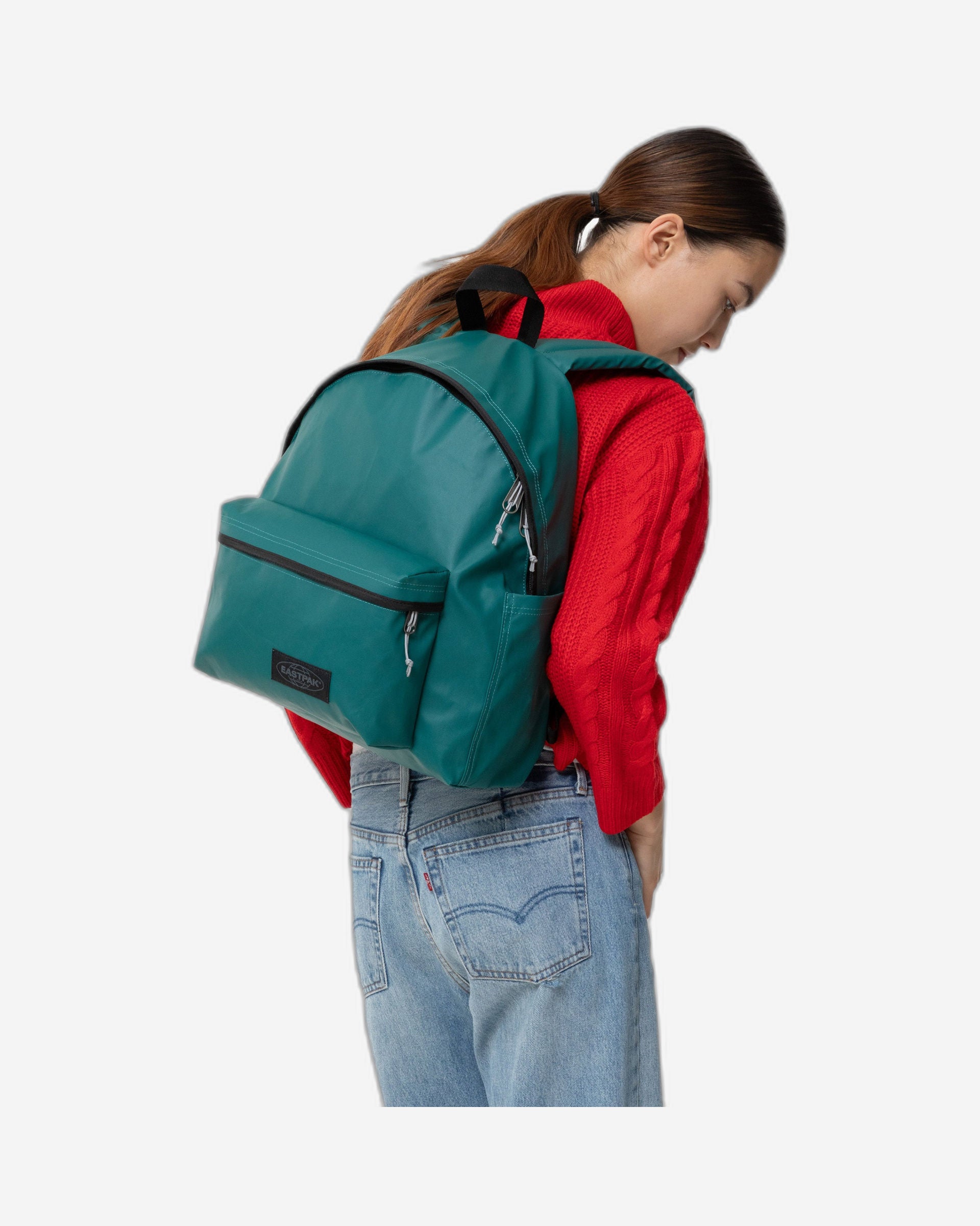 حقيبة ظهر Eastpak Day Pak'R Tarp Petrol متوسطة الحجم مع حامل زجاجات وجيب للكمبيوتر المحمول - EK0A5BG43O71