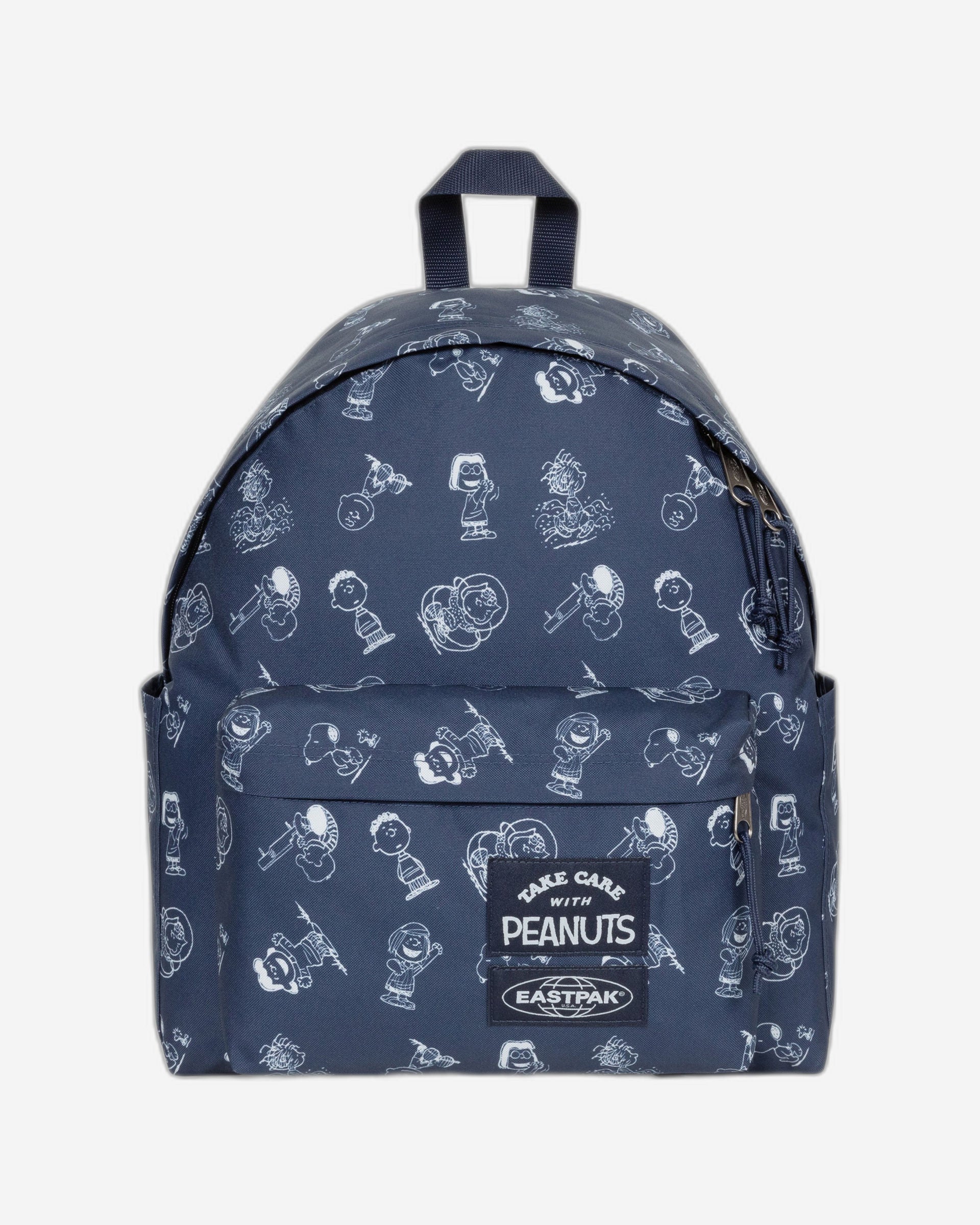 حقيبة ظهر Eastpak Day Pak'R Peanuts Navy متوسطة الحجم مع حامل زجاجات وجيب للكمبيوتر المحمول - EK0A5BG47O01