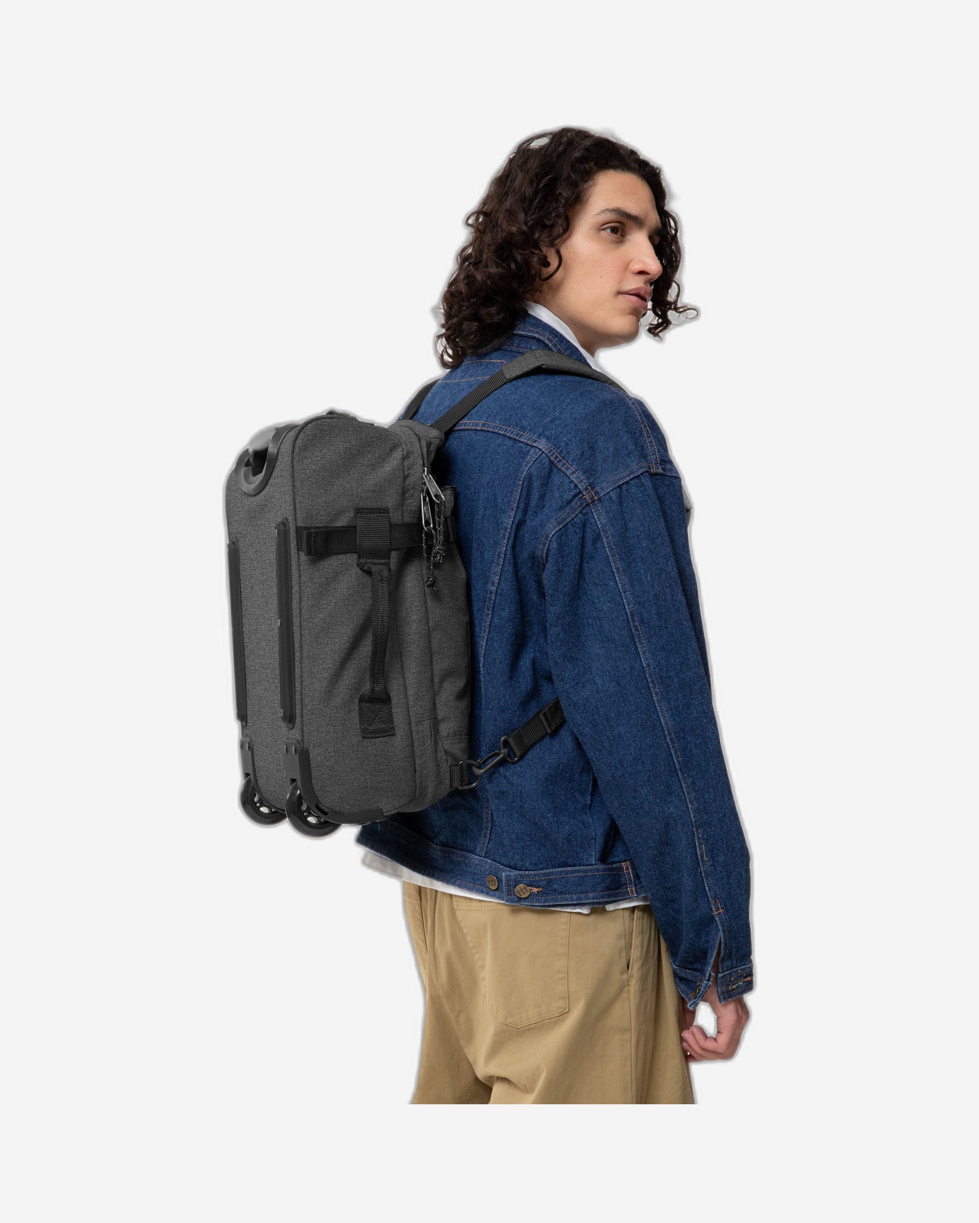 حقيبة إيستباك سترابسون مقاس Xxs من قماش الدنيم الأسود - EK0A5BIM77H1