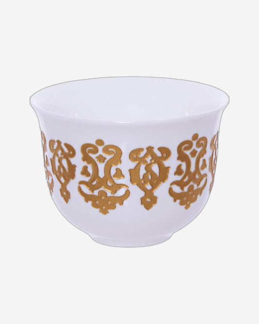 طقم فناجين قهوة من الخزف العظمي الضحل، 12 قطعة، أبيض/ذهبي - فناجين شاي/قهوة أنيقة للاستخدام اليومي والمناسبات الخاصة