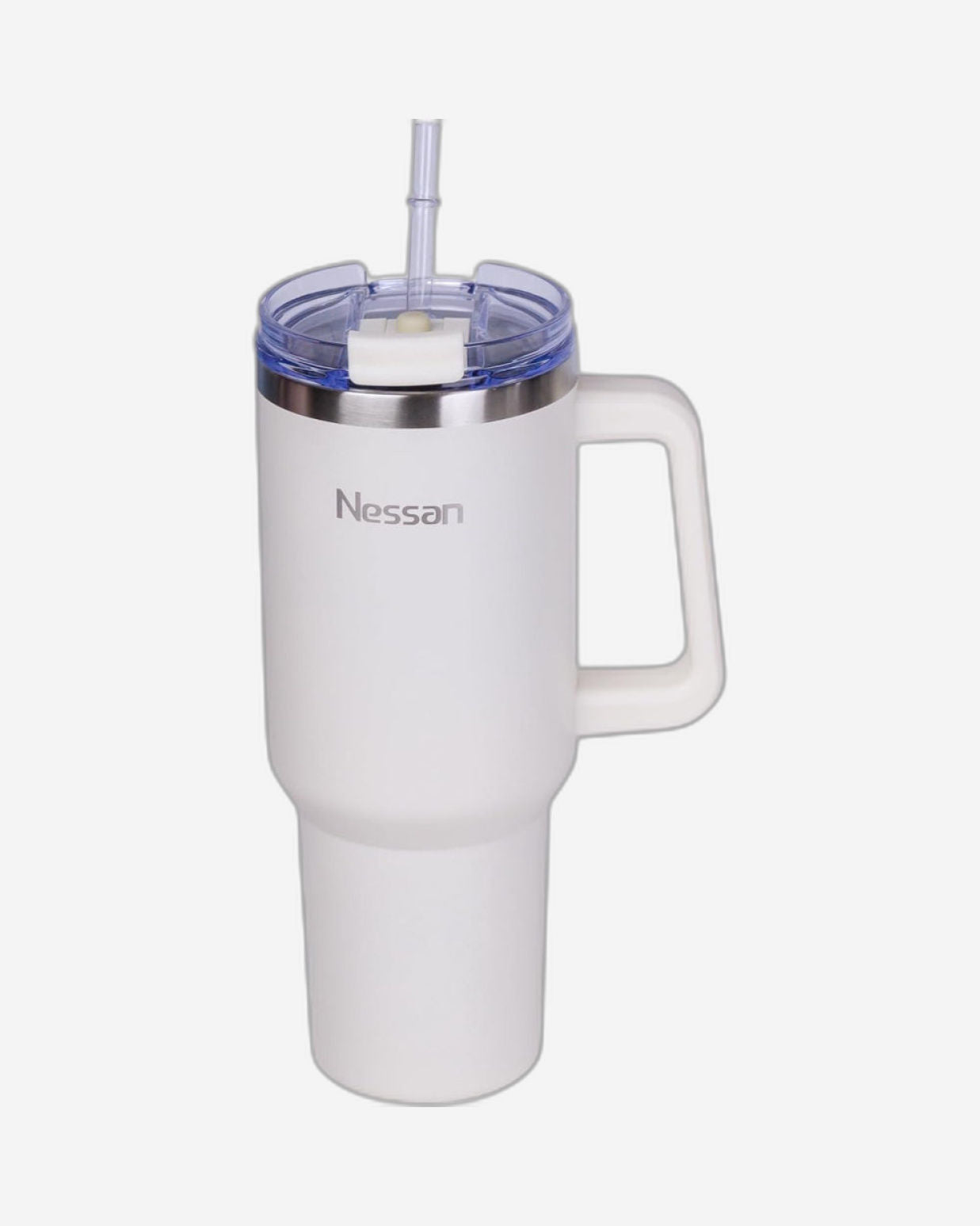 كوب سفر نيسان مزدوج الجدار معزول بالفراغ من الفولاذ المقاوم للصدأ مع غطاء مزدوج الوظيفة وقشة للماء والشاي المثلج أو القهوة الساخنة والعصائر وغيرها (كريمي، 1200 مل)