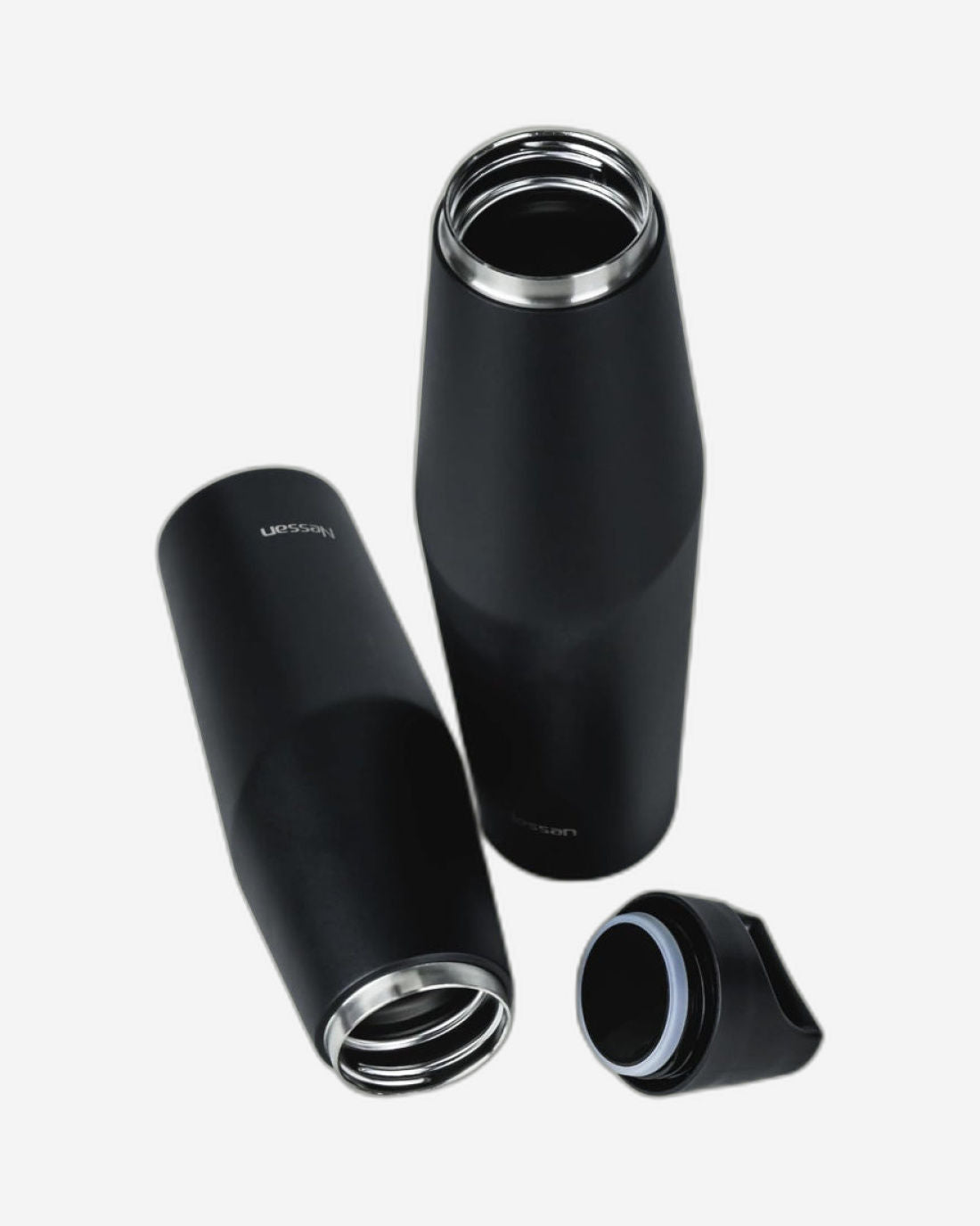 زجاجة سفر معزولة بالفراغ من نيسان، مصنوعة من الفولاذ المقاوم للصدأ بجدار مزدوج، مناسبة للمياه والشاي المثلج والقهوة الساخنة والعصائر وغيرها (أسود، 540 مل)
