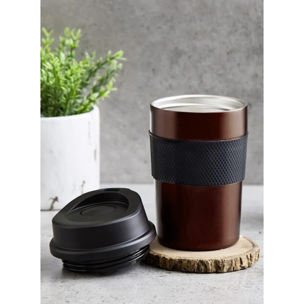 كوب نيسان مزدوج الجدار عالي التفريغ، سعة ٣٦٠ مل، مع غلاف مطاطي من السيليكون | كوب معزول من الفولاذ المقاوم للصدأ للمشروبات الساخنة والباردة