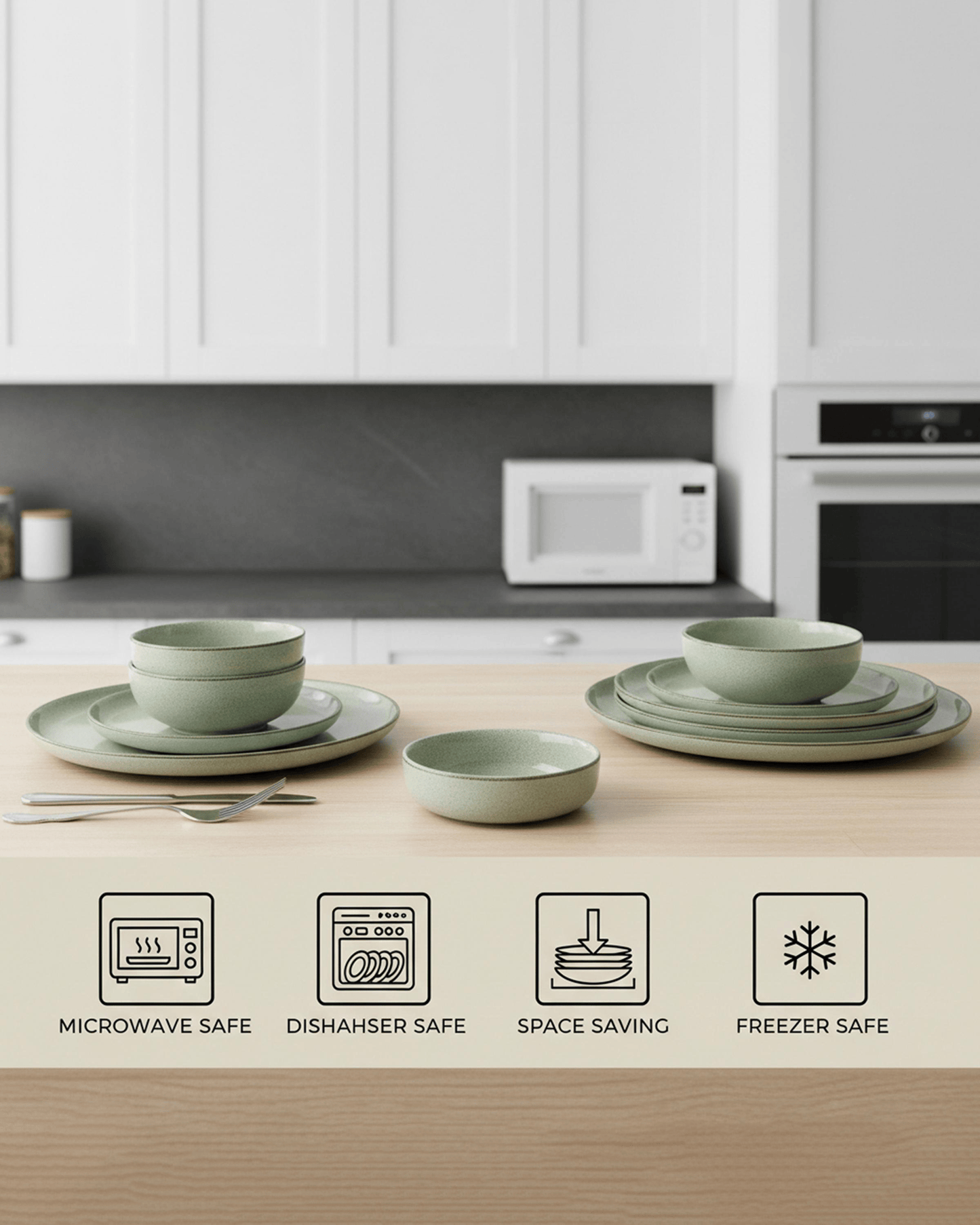 Shallow JIO Stoneware Dinner Set 12 pcs Cyan