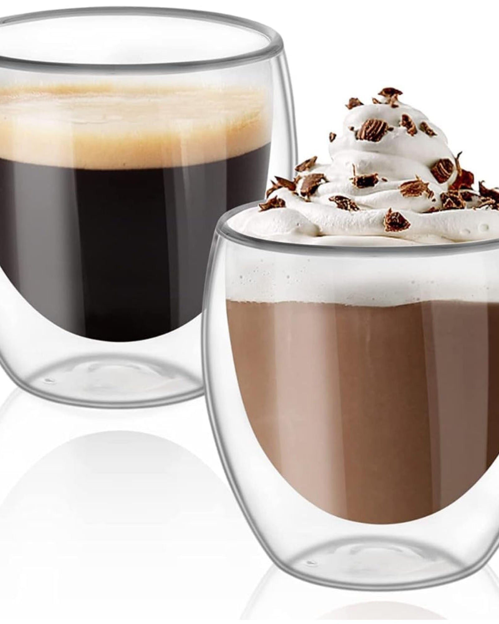 طقم أكواب زجاجية مزدوجة الجدار من كويزين آرت، سعة 250 مل، مكون من قطعتين، مصنوعة من زجاج البورسليكات، للقهوة والشاي والويسكي والكوكتيلات وجميع المشروبات - كوب شرب مزدوج الجدار بتصميم بسيط ومتين