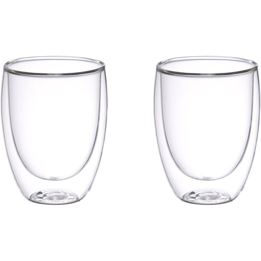 Cuisine Art 350ML Double Wall Glass Cup 2pcs Set Borosilicate Glass For Coffee, Tea, Whiskey, Cocktails & All Beverages - Minimalistic & Durable Double-Wall Drinking Mug