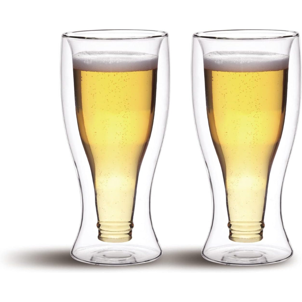 370ML DOUBLE WALL GLASS CUP 2PCS SET