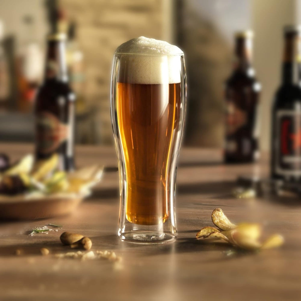 طقم أكواب زجاجية مزدوجة الجدار من كويزين آرت، قطعتين، سعة 480 مل