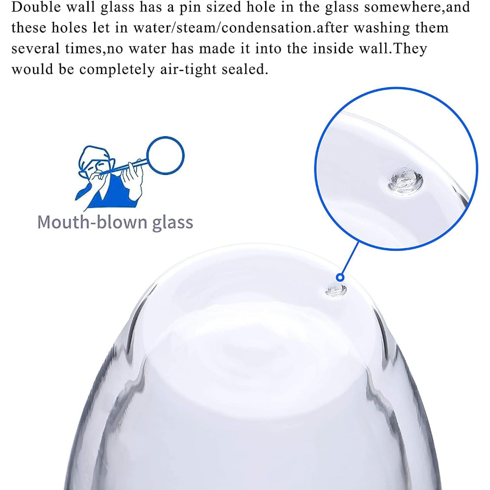 طقم أكواب قهوة زجاجية مزدوجة الجدار على الطراز التركي من كوزين آرت، مكون من قطعتين، سعة 100 مل
