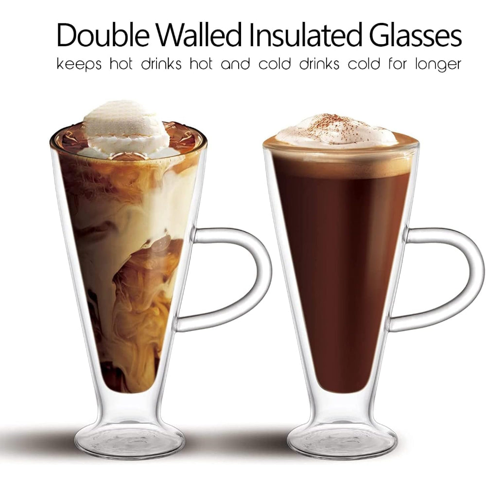 طقم أكواب زجاجية مزدوجة الجدار من كويزين آرت، قطعتين، سعة 300 مل