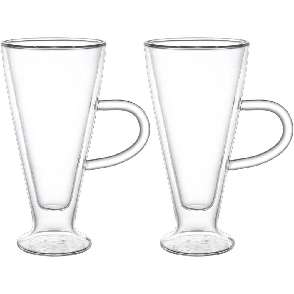Cuisine Art 350ML Double Wall Glass Cup 2pcs Set Borosilicate For Coffee, Tea, Whiskey, Cocktails & All Beverages - Minimalistic Durable Double-Wall Drinking Mug