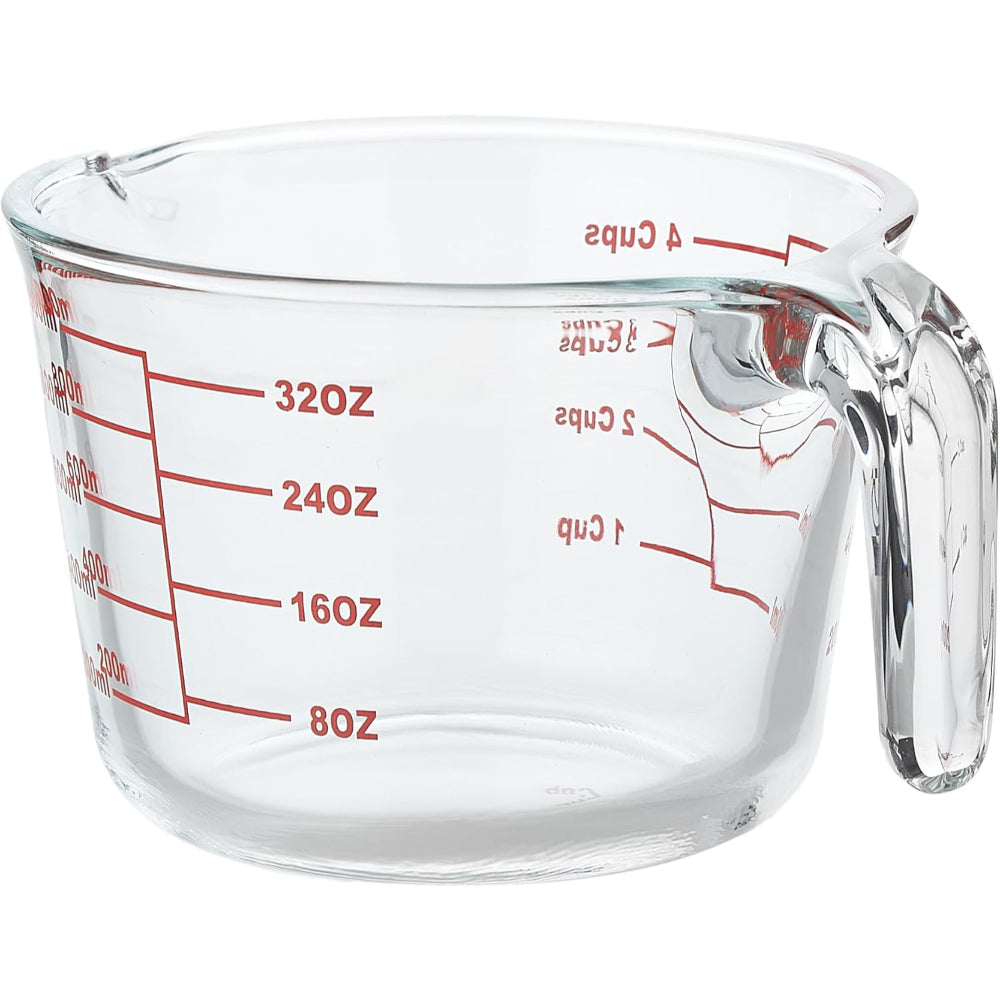كوب قياس زجاجي من CuisineArt سعة 1000 مل، كوب قياس، إبريق قياس، كوب قياس متعدد الأغراض للسوائل