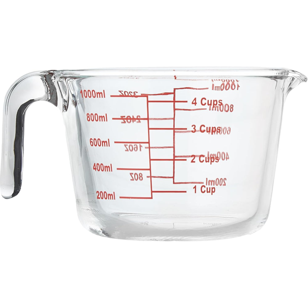 كوب قياس زجاجي من CuisineArt سعة 1000 مل، كوب قياس، إبريق قياس، كوب قياس متعدد الأغراض للسوائل