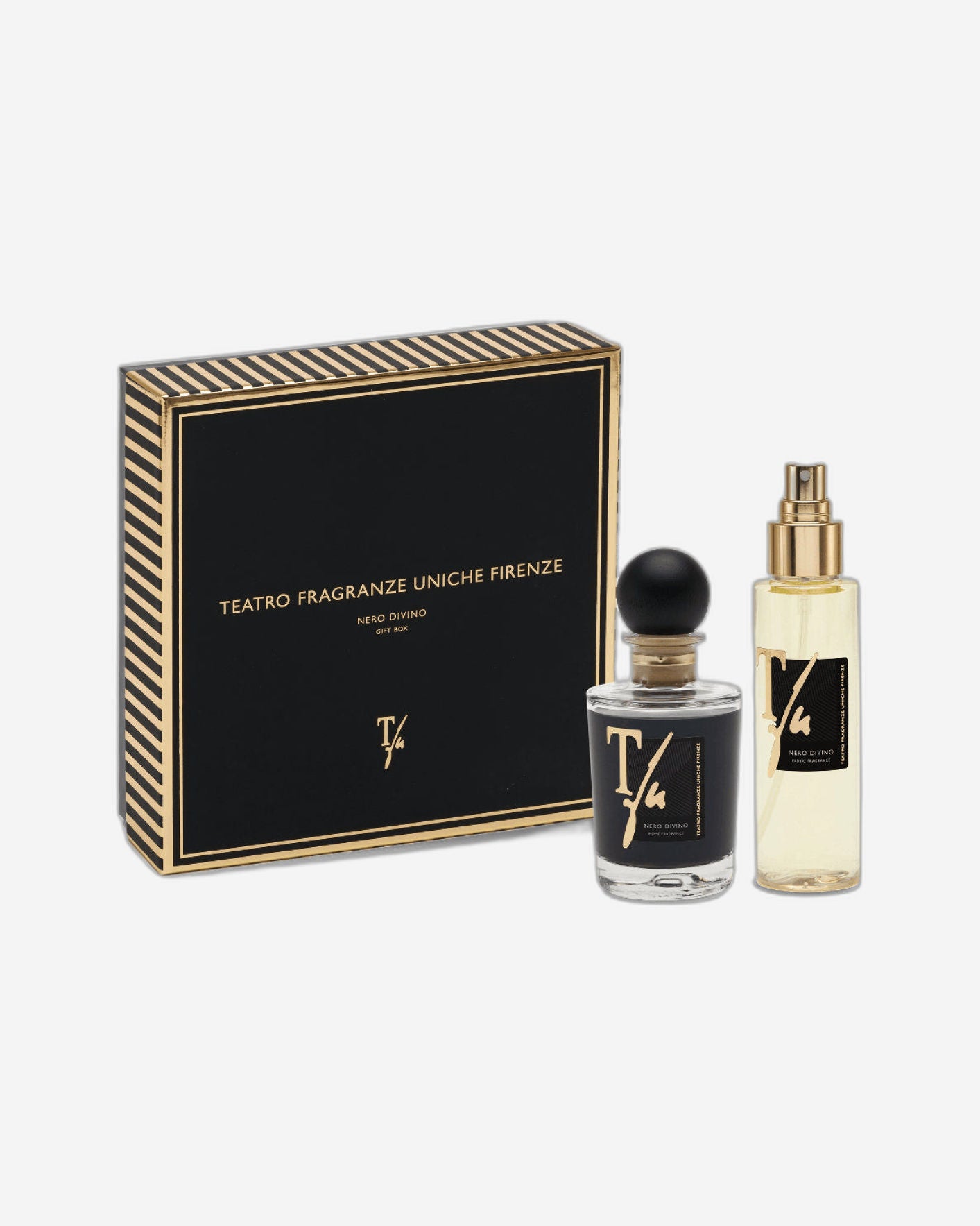 صندوق هدايا Teatro Black Divine 100 مل موزع + 100 مل بخاخ أقمشة