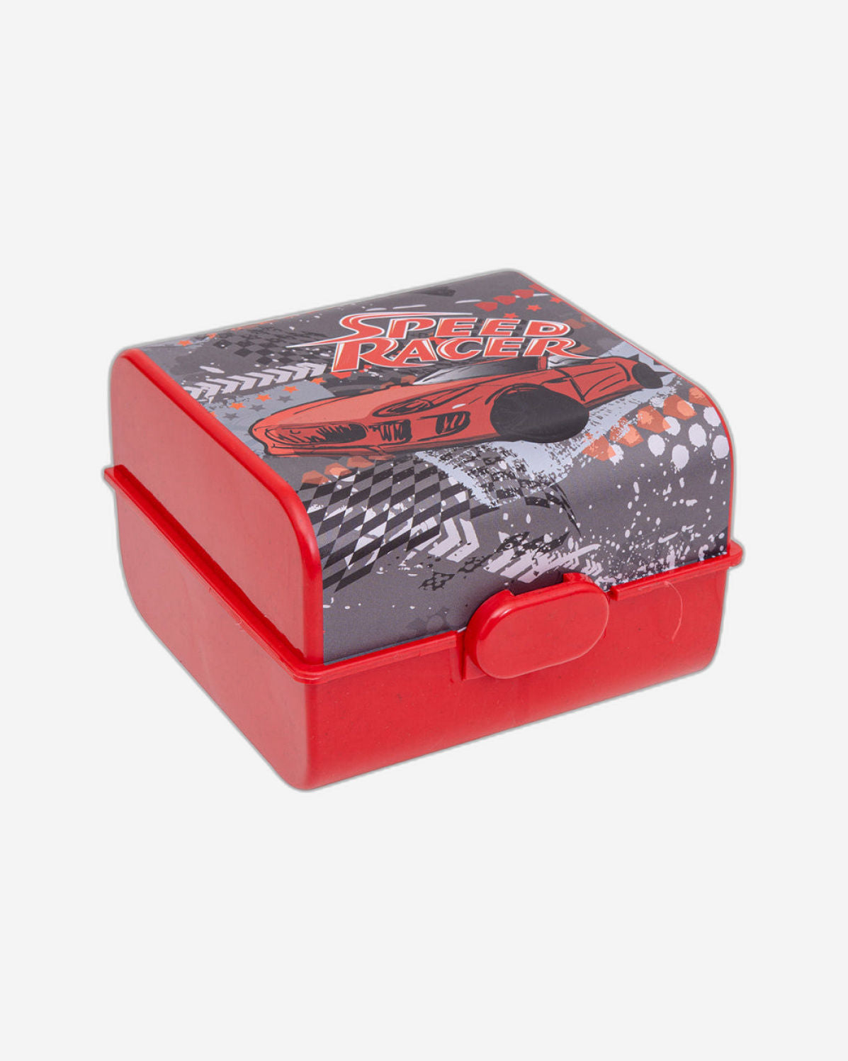 صندوق غداء هيرفين سبيد ريسر أحمر مطبوع للأطفال - حاوية تخزين طعام من البولي بروبيلين (PP) خالية من مادة BPA مع غطاء قابل للقفل، سعة 860 مل