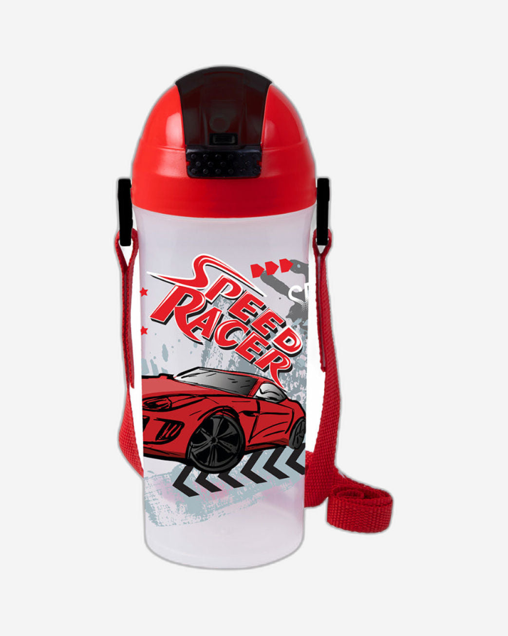 Herevin 610ml Speed Racer Printed School Bottle with Straw - BPA-Free Water Bottle Made from PP, TPE, Silicone & Stainless Steel – Leak-Proof & Durable Sipper Bottle for Kids