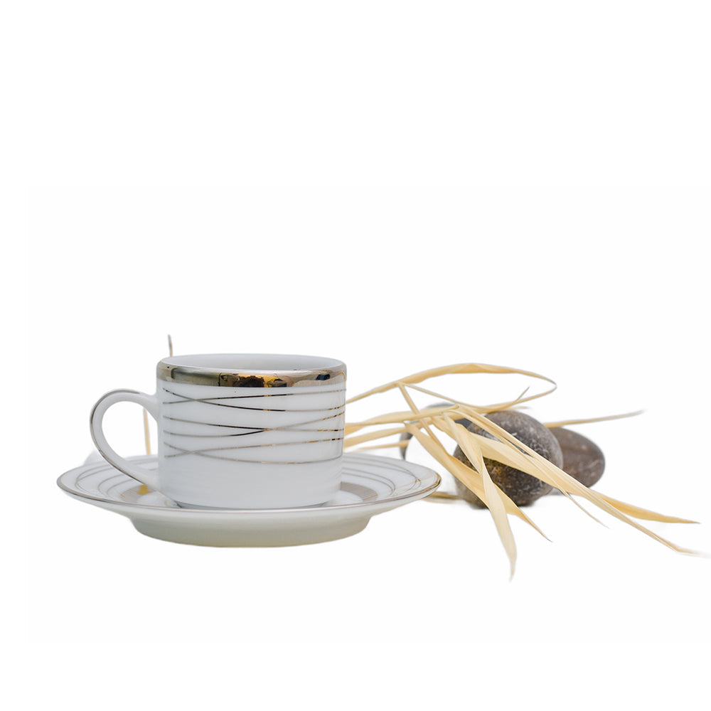 طقم عشاء دانكوتوا من 24 قطعة مع هيلين باللون الأبيض الفضي