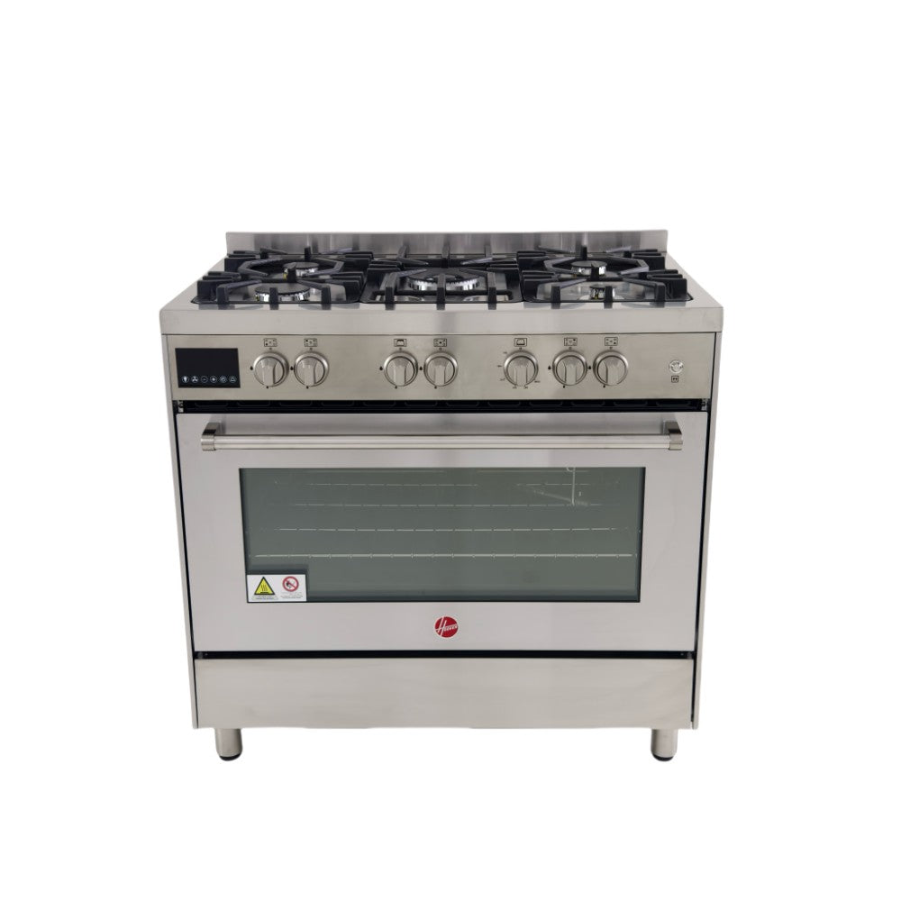 Hoover 90x60 5 Burner Full Gas Cooker With 2 Fan- Silver