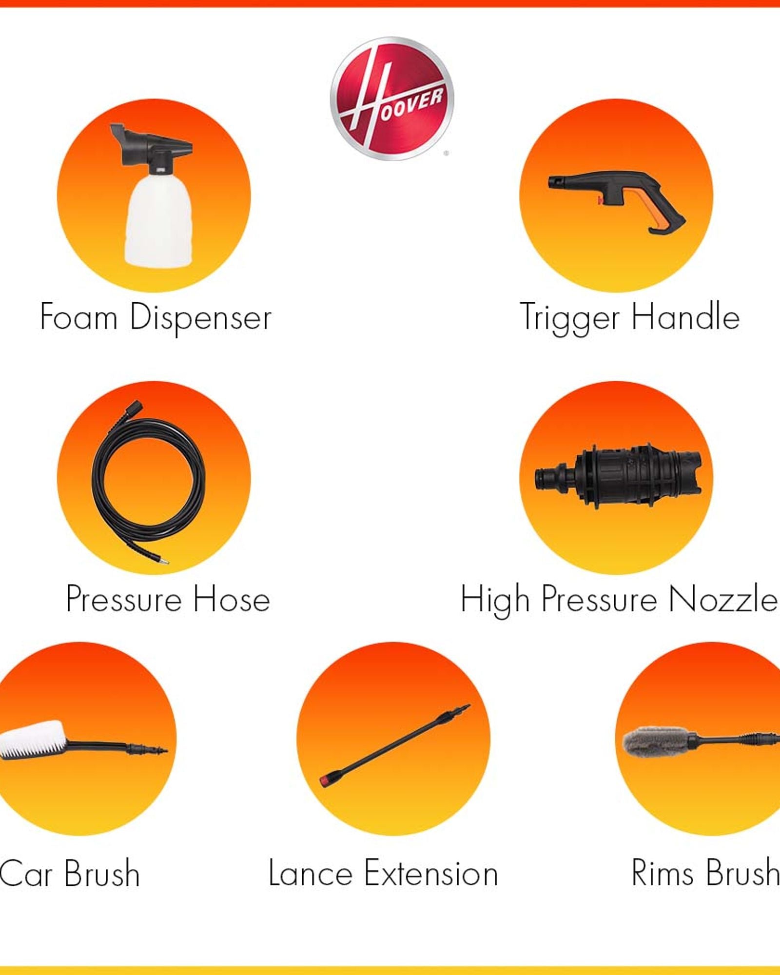 غسالة ضغط هوفر بقوة 140 بار مع 7 ملحقات