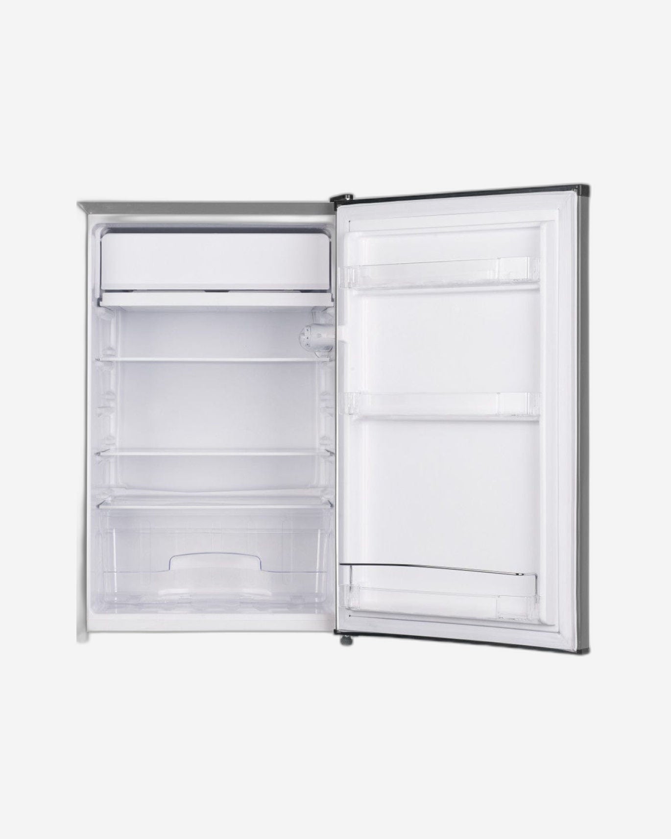 ثلاجة هوفر المدمجة ذات الباب الواحد بسعة 160 لترًا مع حجرة تجميد - تحكم ميكانيكي، منظم حرارة قابل للتعديل، رف واحد قابل للإزالة، خاصية إزالة الجليد، لون فضي - HSD-K160-S