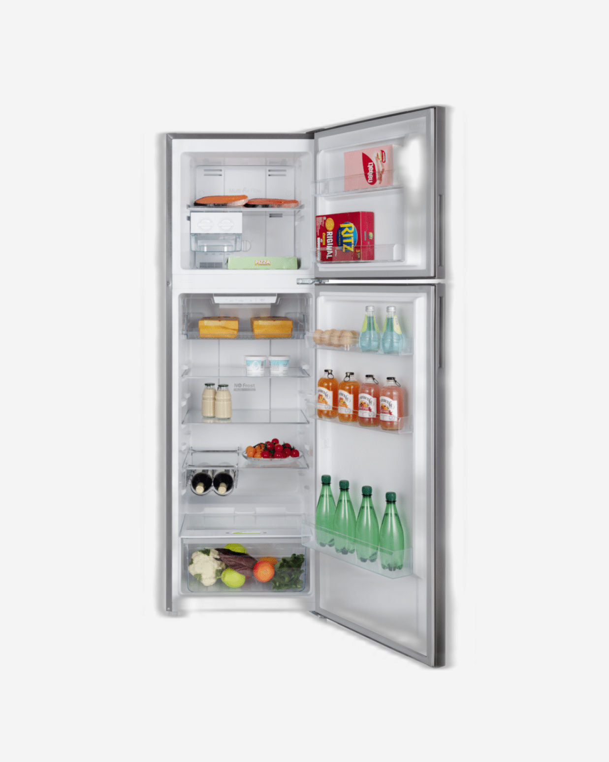 ثلاجة هوفر 326 لترًا بدون تجميد، ضاغط عاكس مزدوج، باب قابل للعكس، أرفف زجاجية، ضمان لمدة عام من الشركة المصنعة و10 سنوات على ضاغط العاكس 50/60 هرتز، لمسة نهائية من الفولاذ المقاوم للصدأ - HTR-M326-S