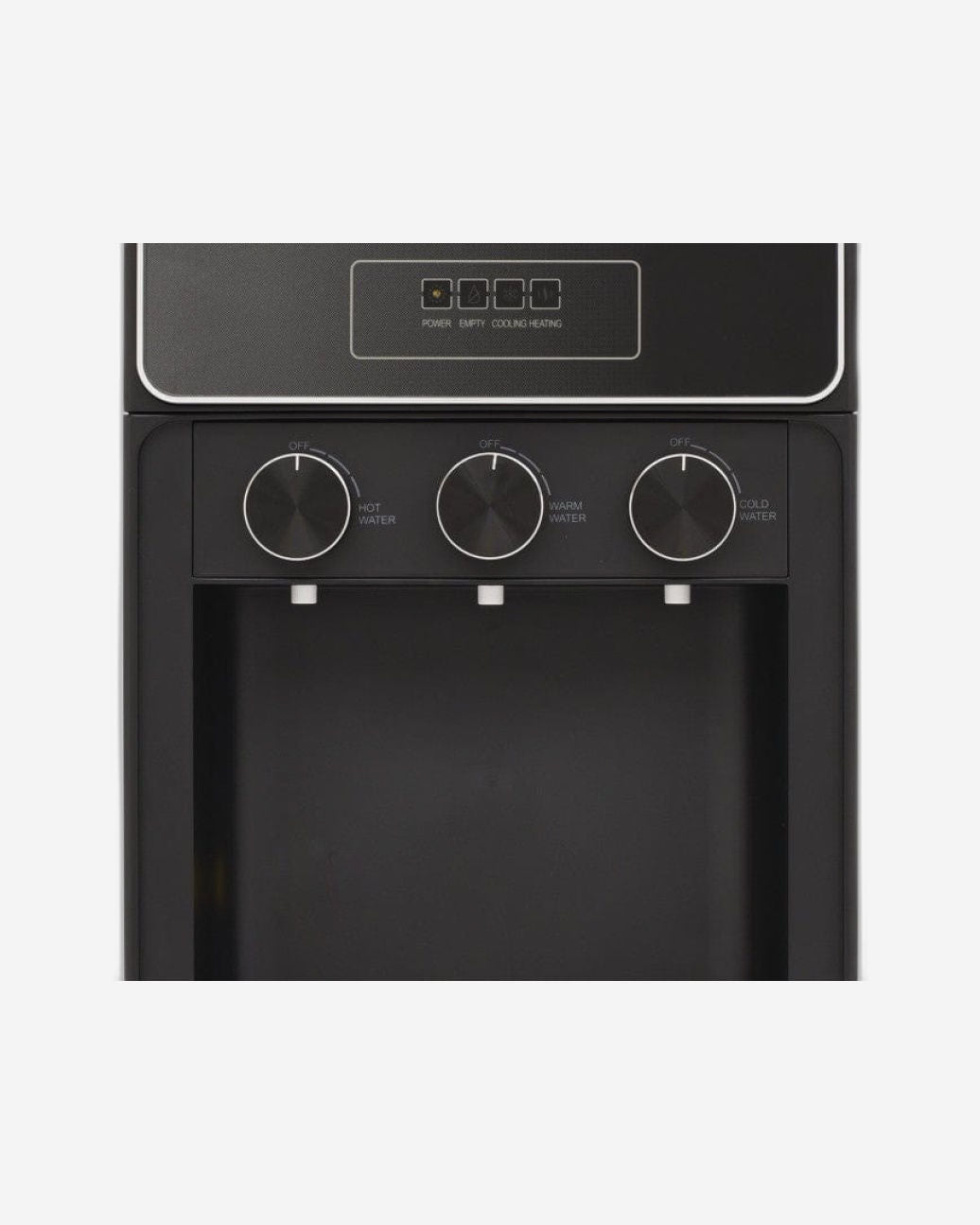 موزع مياه هوفر بتحميل سفلي مع خزانة، 3 فوهات مياه ساخنة وباردة، قفل أمان للأطفال، مقبض تحكم، خزان بارد من الفولاذ المقاوم للصدأ، ضمان لمدة عام، أسود - HWD-SBL-02B