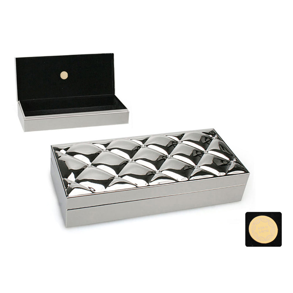 Winko Oblong Hinged Trinket Box with 14pcs Clear Crystal Black Velvet