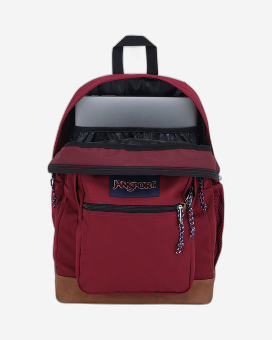 حقيبة ظهر JanSport Cool Student كبيرة الحجم للكمبيوتر المحمول باللون الأحمر المحمر