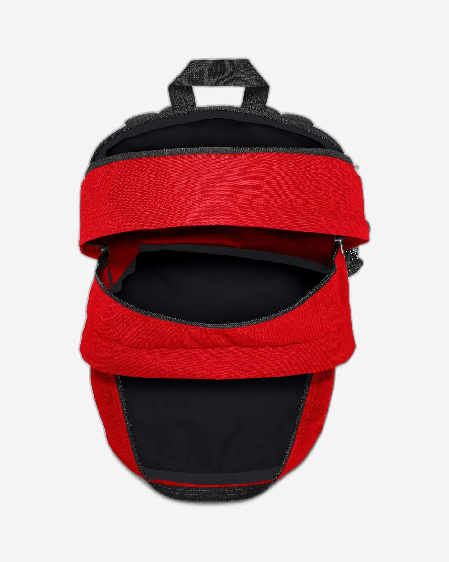 حقيبة ظهر كبيرة الحجم من JanSport للطلاب، مزودة بشريط أحمر، مناسبة لأجهزة الكمبيوتر المحمولة الكبيرة.