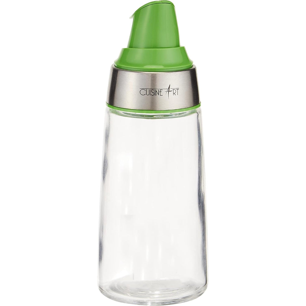 Cuisine Art 2 In 1 Oil and Vinegar Dispenser, Green/Clear | Dual Chamber Bottle for Oil and Vinegar | Convenient and Elegant Kitchen Solution