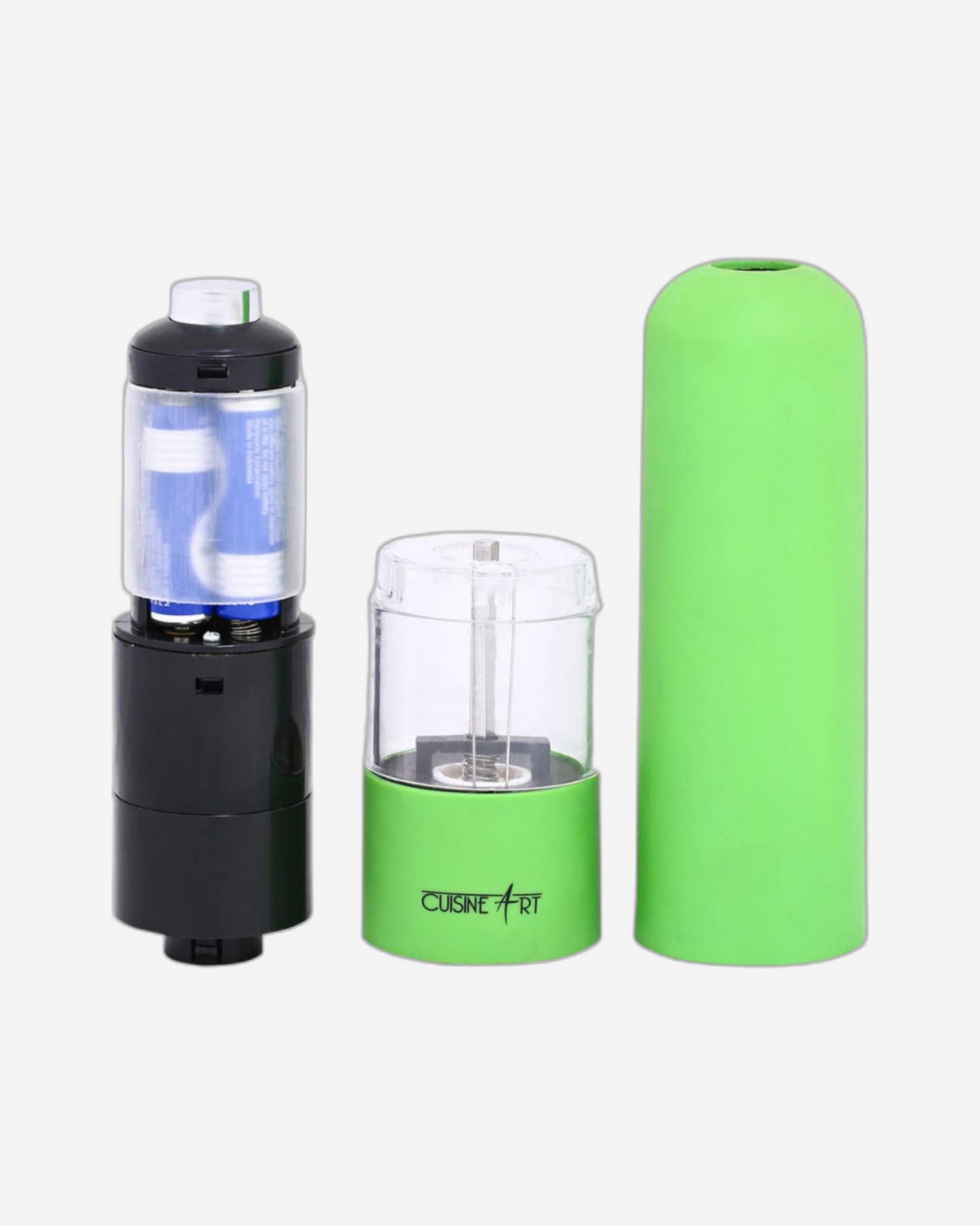 مطحنة كهربائية بلاستيكية للملح والفلفل من كويزين آرت | تعمل بالبطارية | مطحنة قابلة للتعديل | لتتبيل طازج في متناول يديك