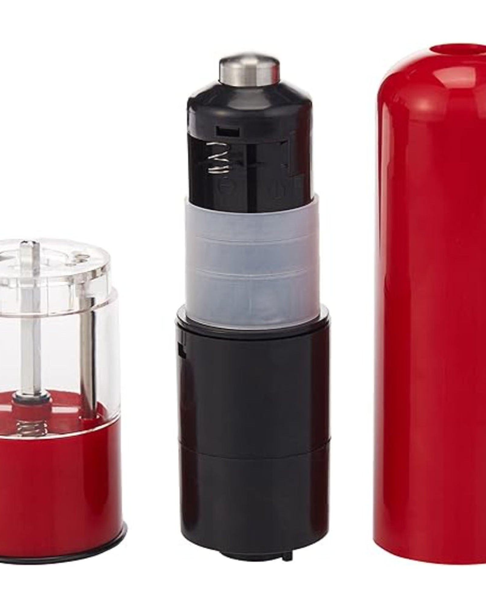 موزع كهربائي للملح والفلفل من كوزين آرت، أحمر | يعمل بالبطارية | تشغيل بلمسة واحدة | إعدادات طحن قابلة للتعديل لتتبيل طازج