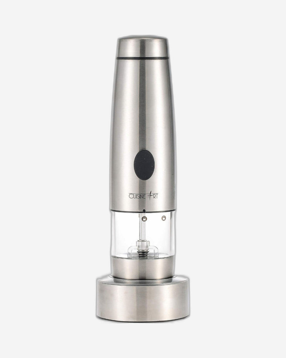 Cuisine Art Rechargeable Pepper Mill, Silver | Electric, Battery-Free | Adjustable Grind Settings for Fresh Pepper