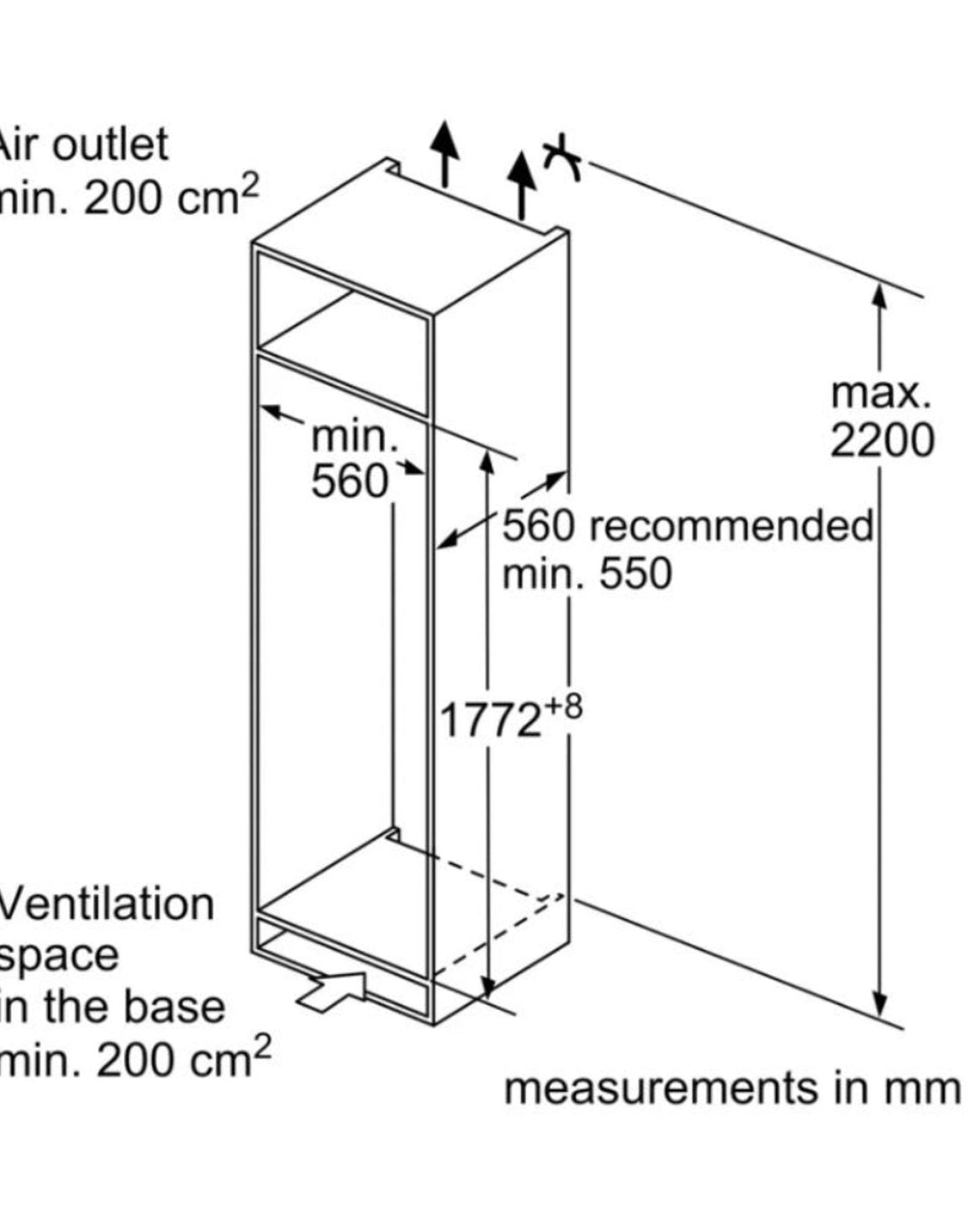 ثلاجة بوش المدمجة من السلسلة 6، موديل KIR81AFD0M، لون أبيض، سعة 320 لتر، باب واحد