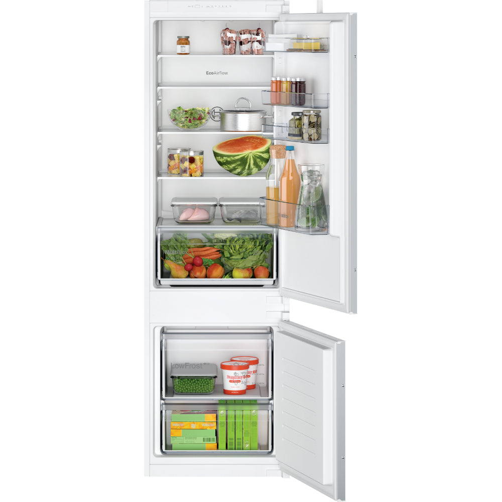 Bosch Series 2, Built-in Fridge-freezer Refrigerator with freezer at bottom, 177.2 x 54.1 cm, Sliding Hinge, KIV87NSF0M