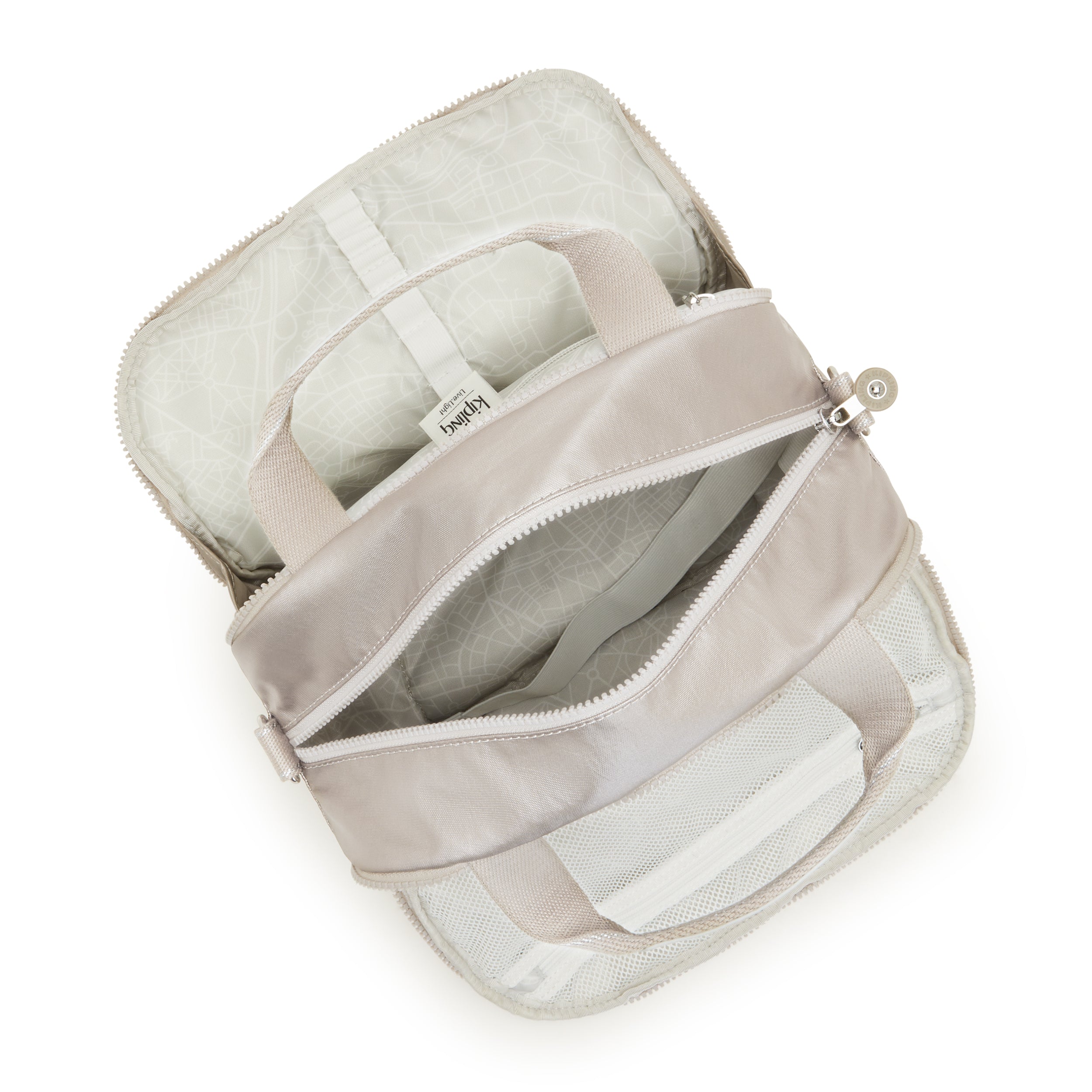 حقيبة أدوات تجميل Kipling Palmbeach Metallic Glow كبيرة مع جراب عربة C225747-48I