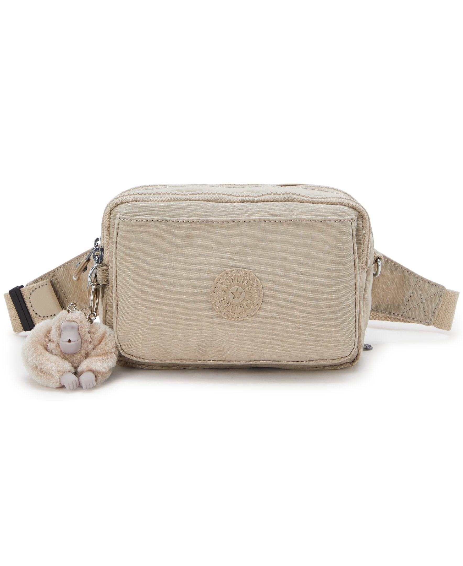 Kipling Abanu Multi Signature Beige Embossed Small Crossbody Bag I3492-96A