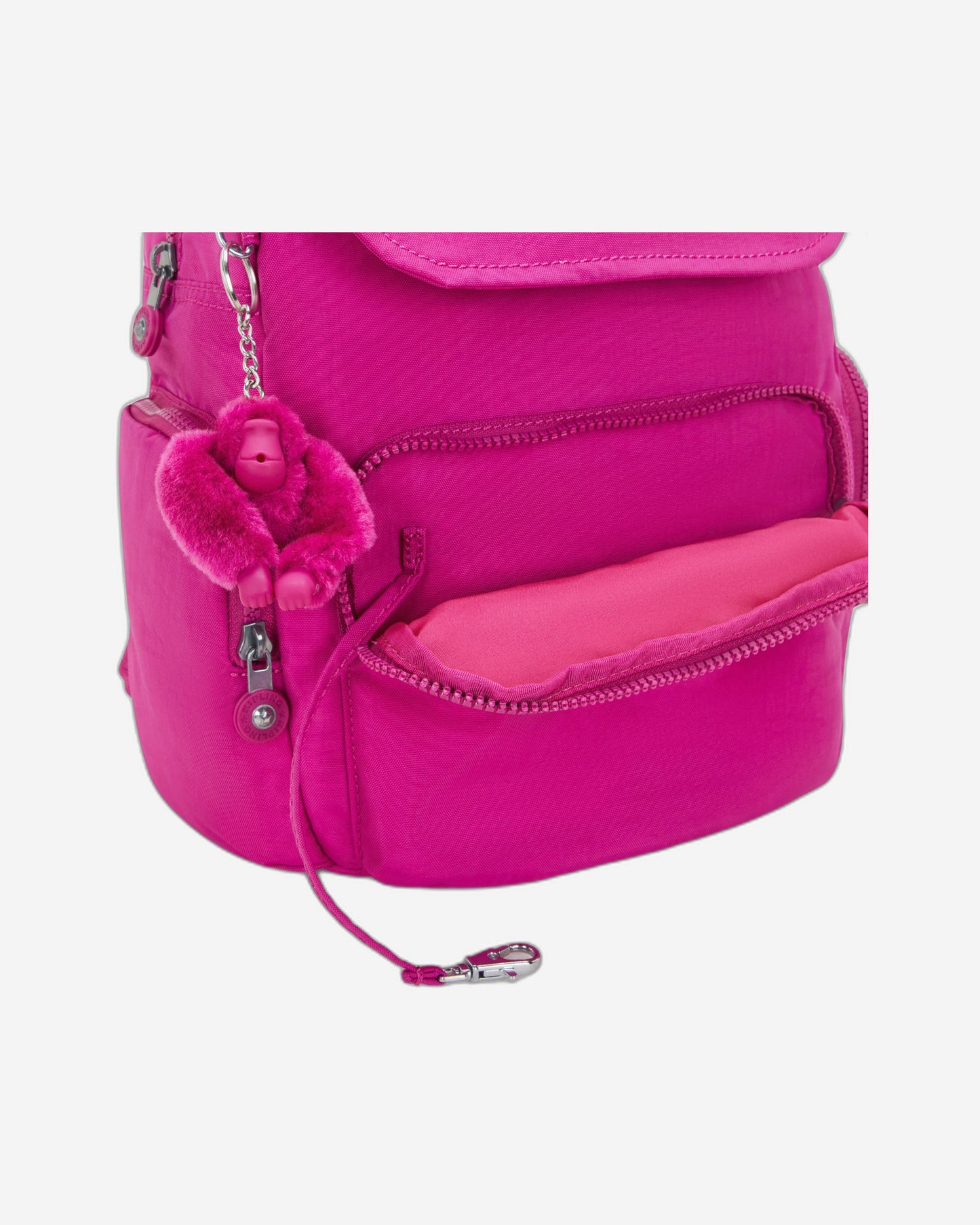 حقيبة ظهر كيبلينج سيتي زيب إس صغيرة متوهجة باللون الفوشيا I3523-3KU