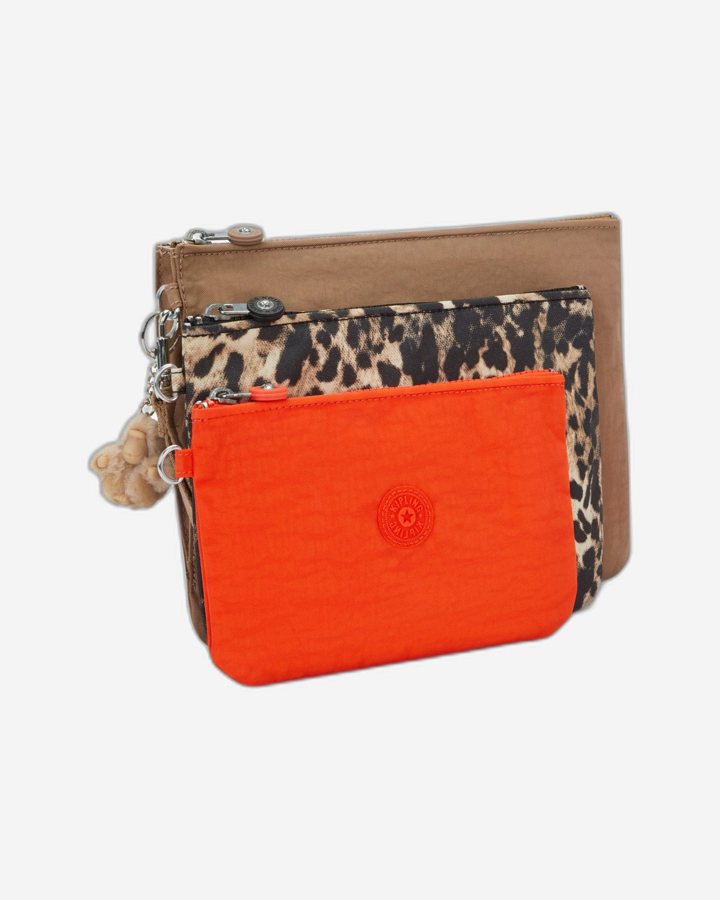 Kipling Iaka L Wristlet بلون تان فاتح مع 3 حقائب كبيرة (مع حزام للمعصم قابل للإزالة) I4219-7CN