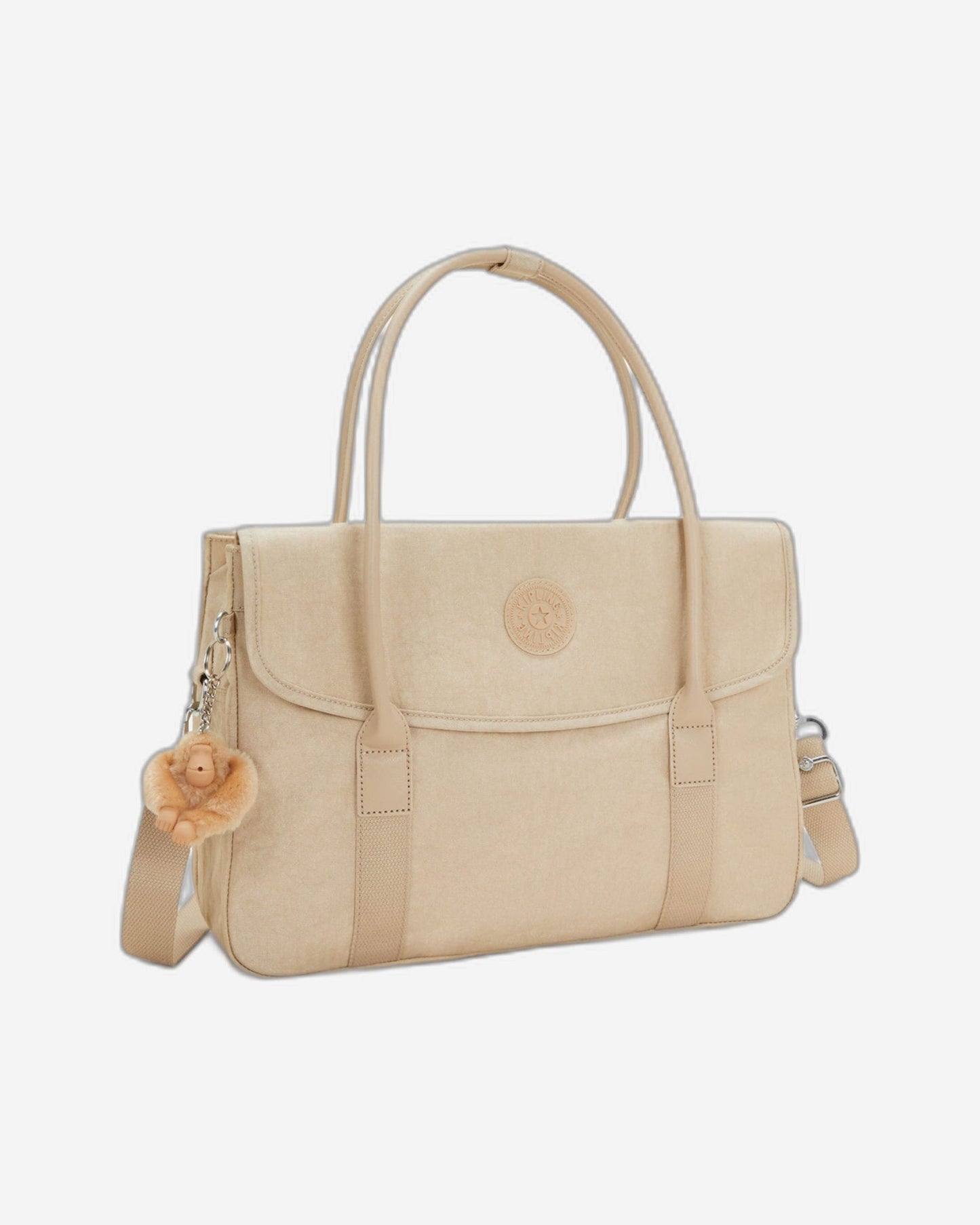 حقيبة عمل Kipling Superworker S صغيرة بلون بيج لامع (مع حزام كتف قابل للإزالة) I4555-5DV