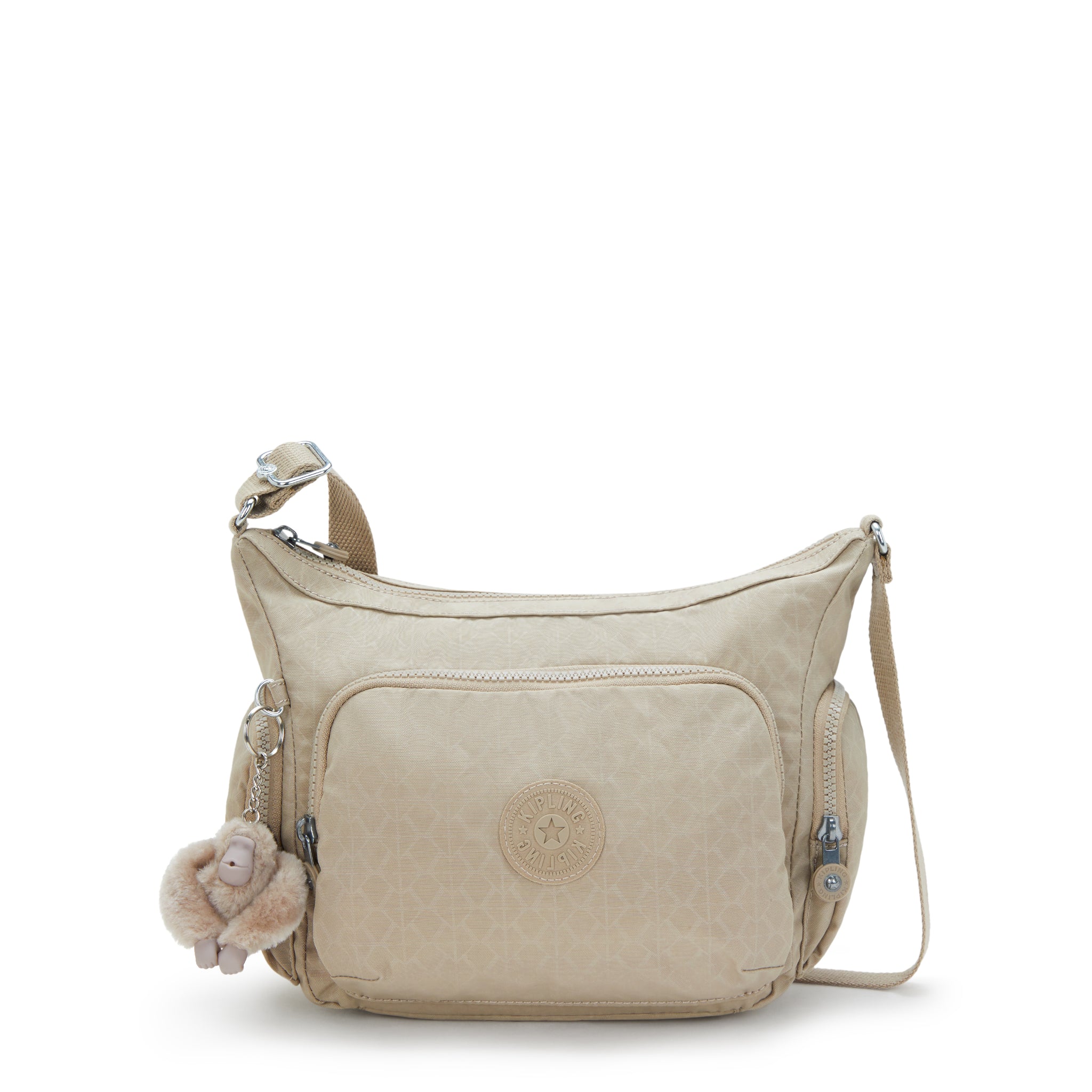Kipling Gabb S Signature Beige Embossed Medium Crossbody Bag I4611-96A