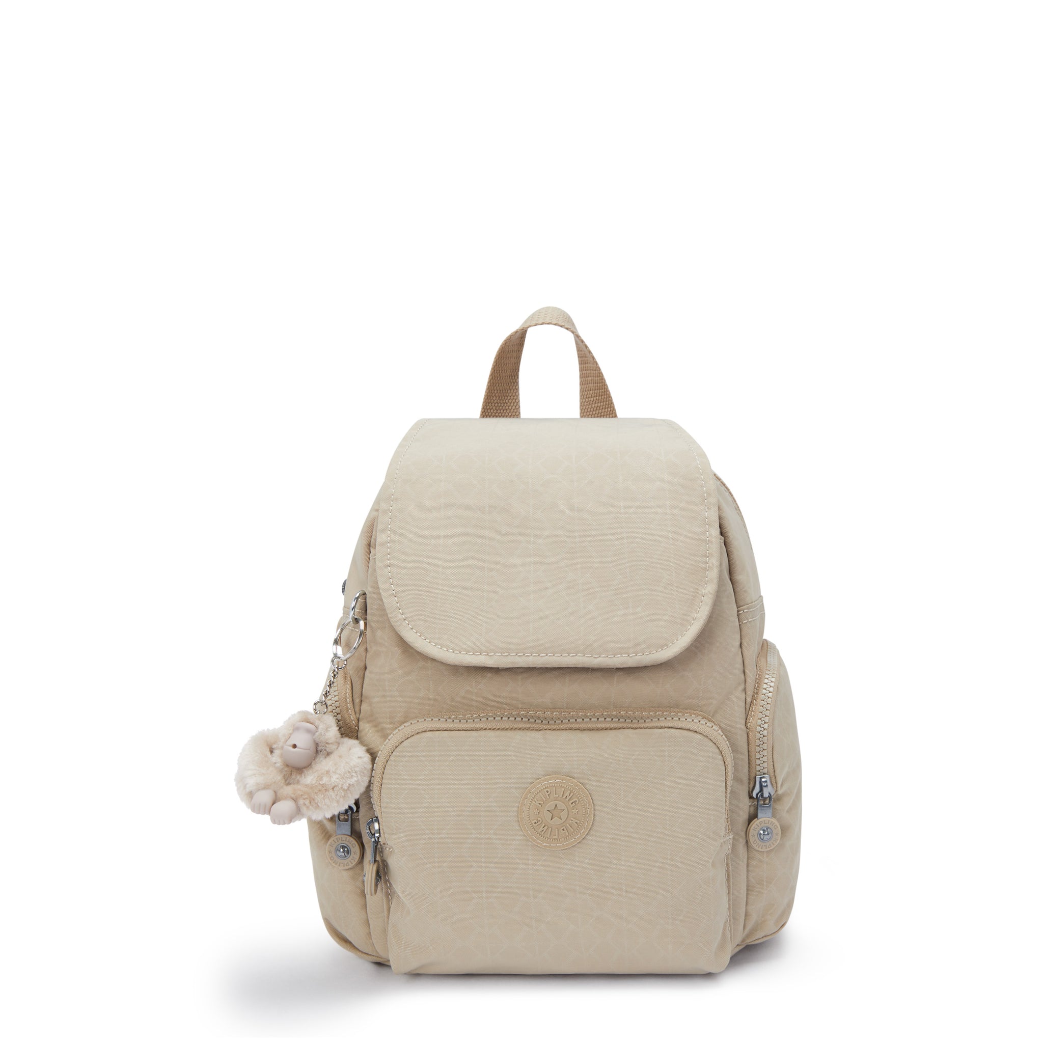 Kipling City Zip Mini Signature Beige Embossed Small Backpack I4697-96A