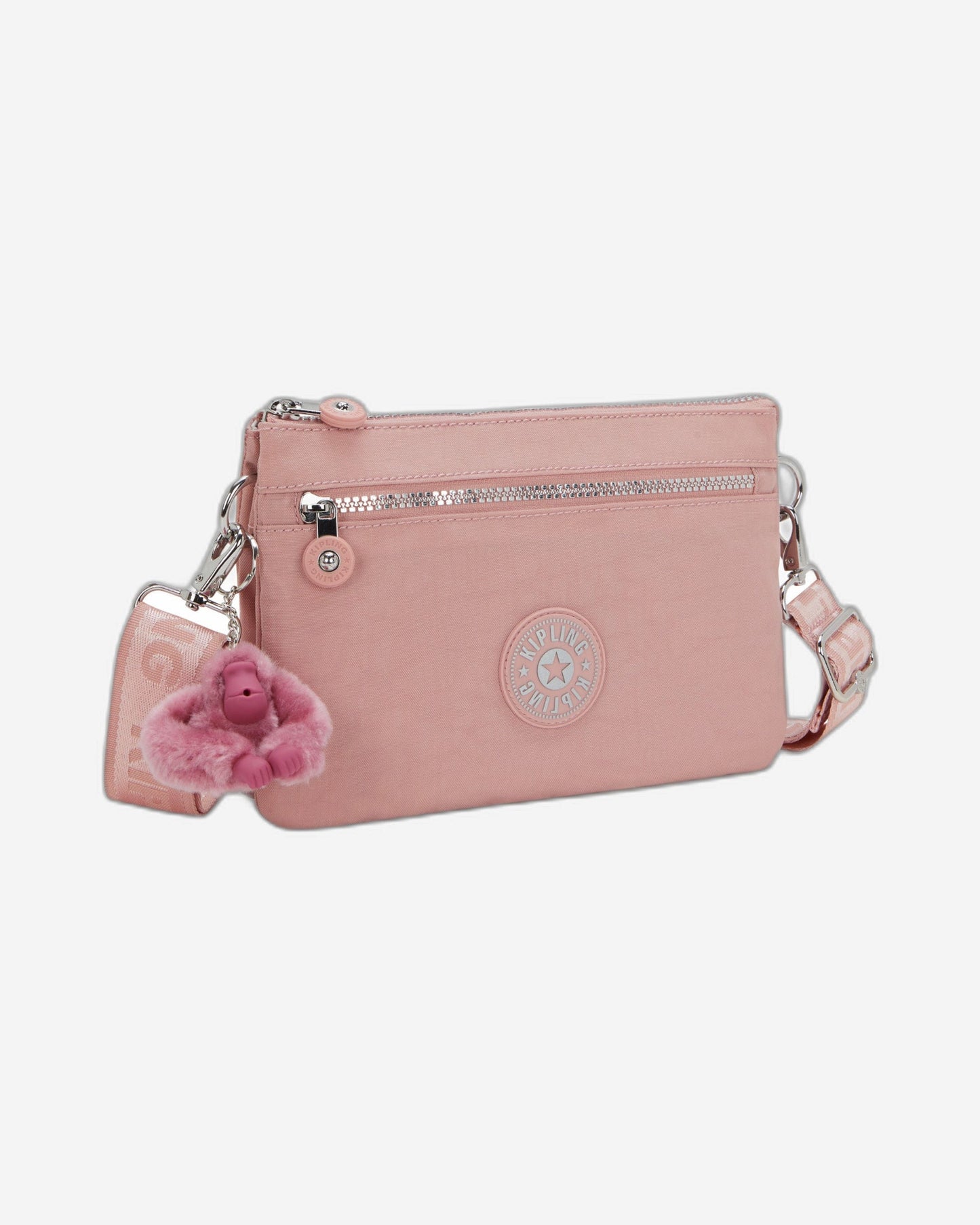 Kipling Riri Zip Glorious Pink Small Crossbody (مع حزام كتف قابل للإزالة) I4745-8HB