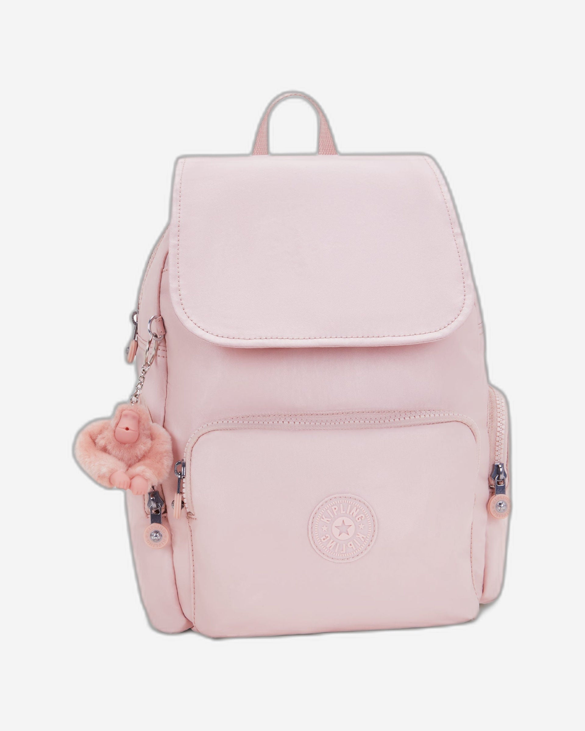 حقيبة ظهر كيبلينج سيتي زيب إس صغيرة وردية لامعة I5634-3DZ