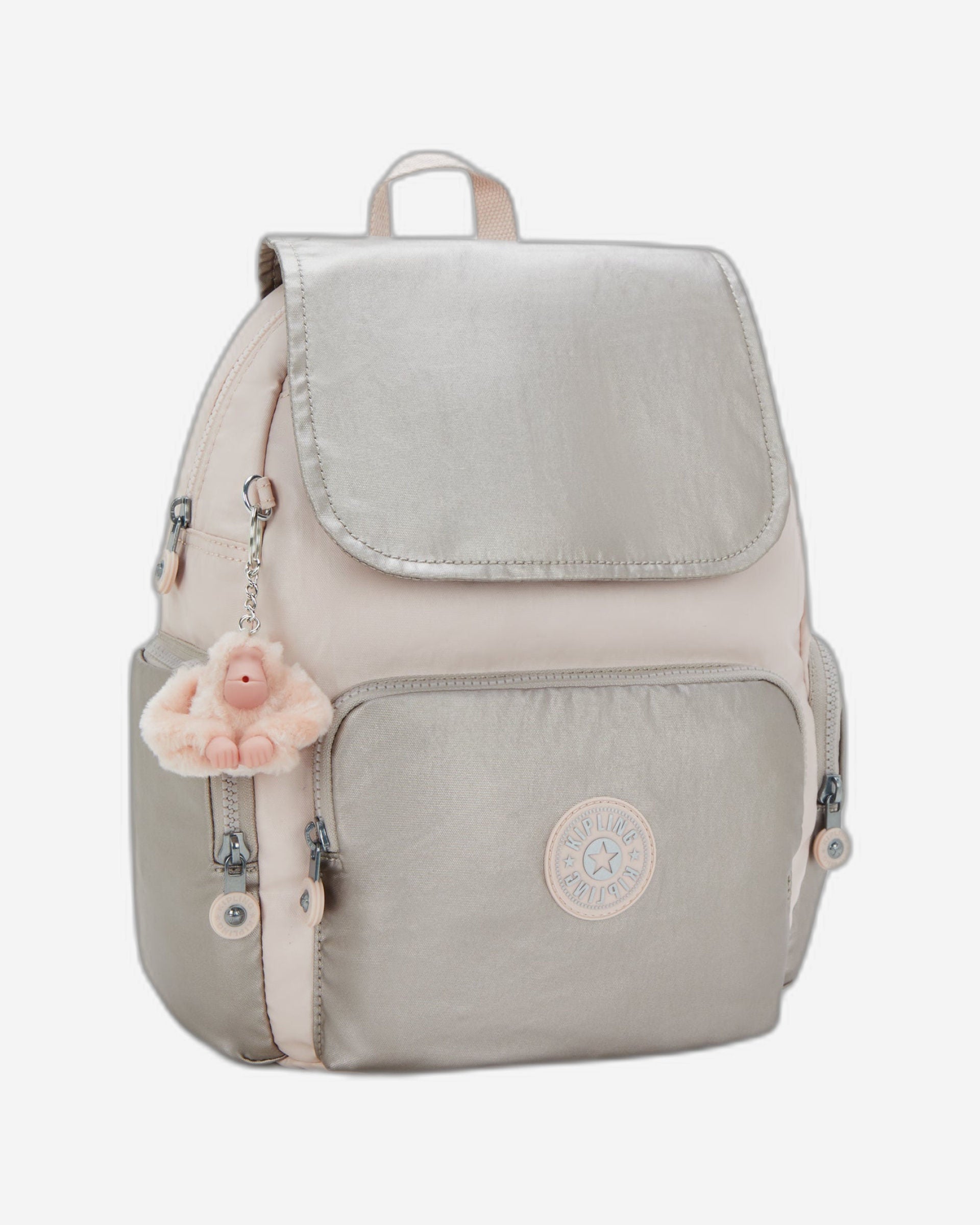 حقيبة ظهر كيبلينج سيتي زيب إس صغيرة وردية لامعة زرقاء I5634-3EL