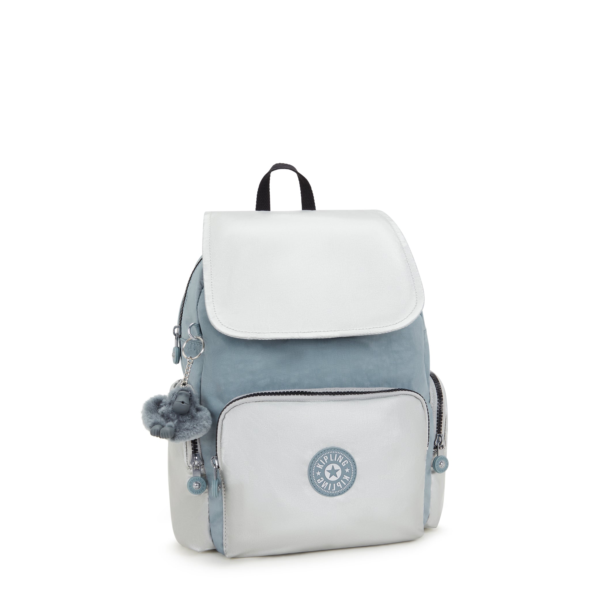 حقيبة ظهر كيبلينج سيتي زيب إس صغيرة مريحة باللون الرمادي والأزرق I5634-3FM