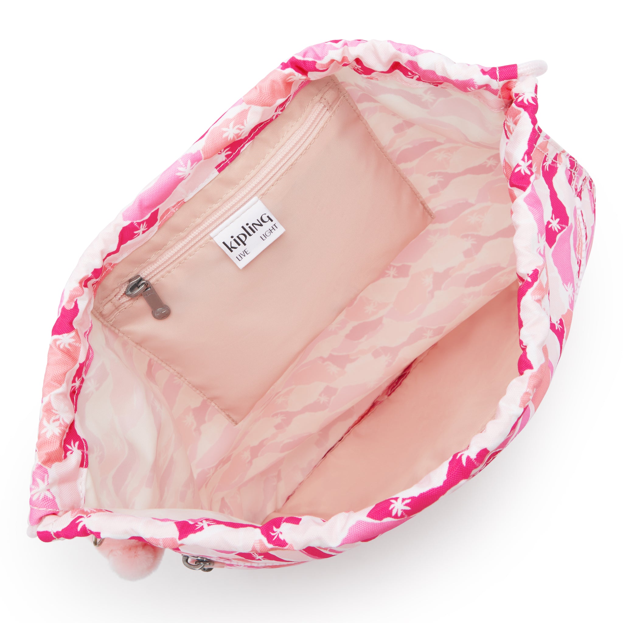 حقيبة ظهر Kipling Supertaboo Pink Palm متوسطة الحجم مع رباط I5637-1BV