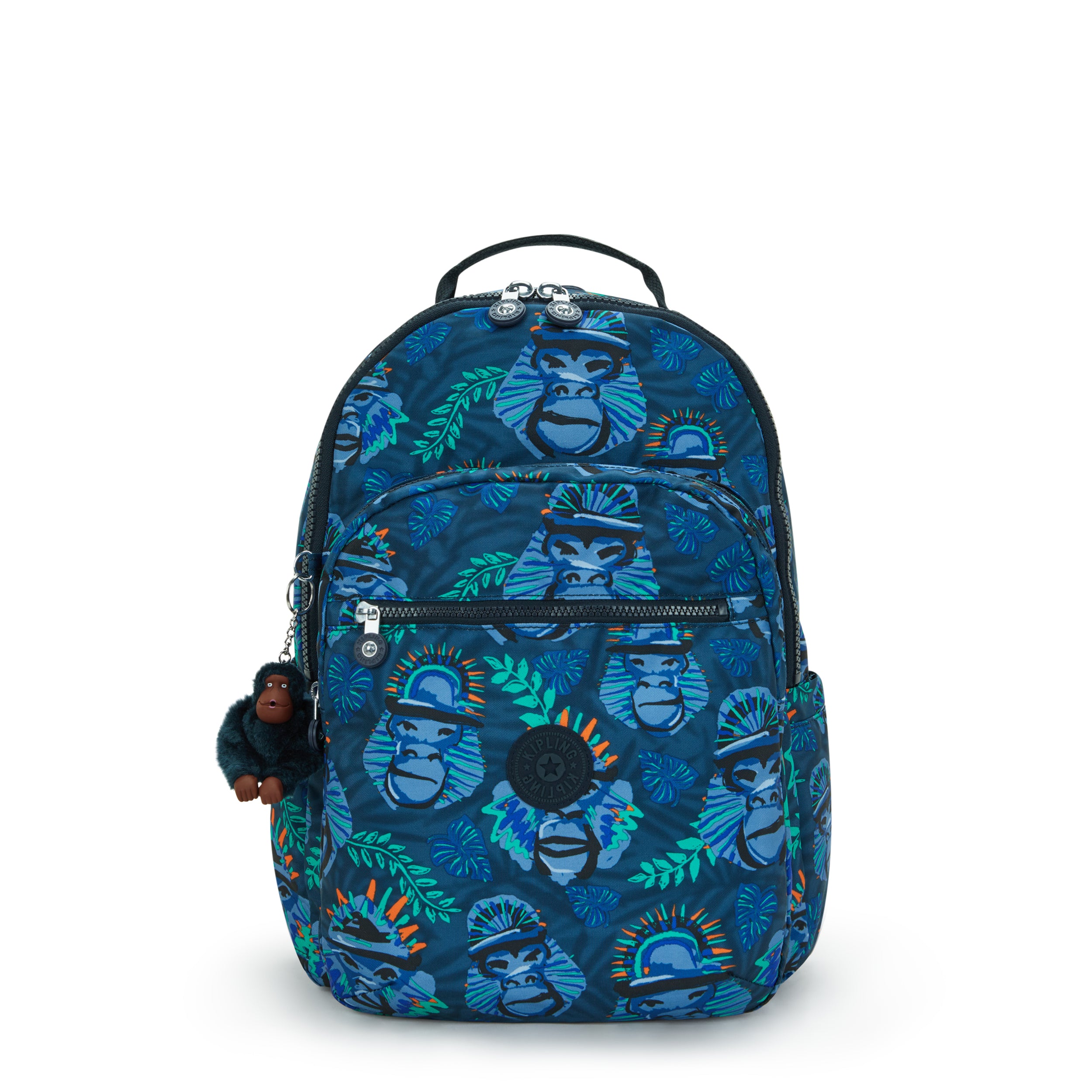 KIPLING-Seoul Lap-Large backpack (with laptop compartment)-Blue Monkey Fun-I5816-8HJ