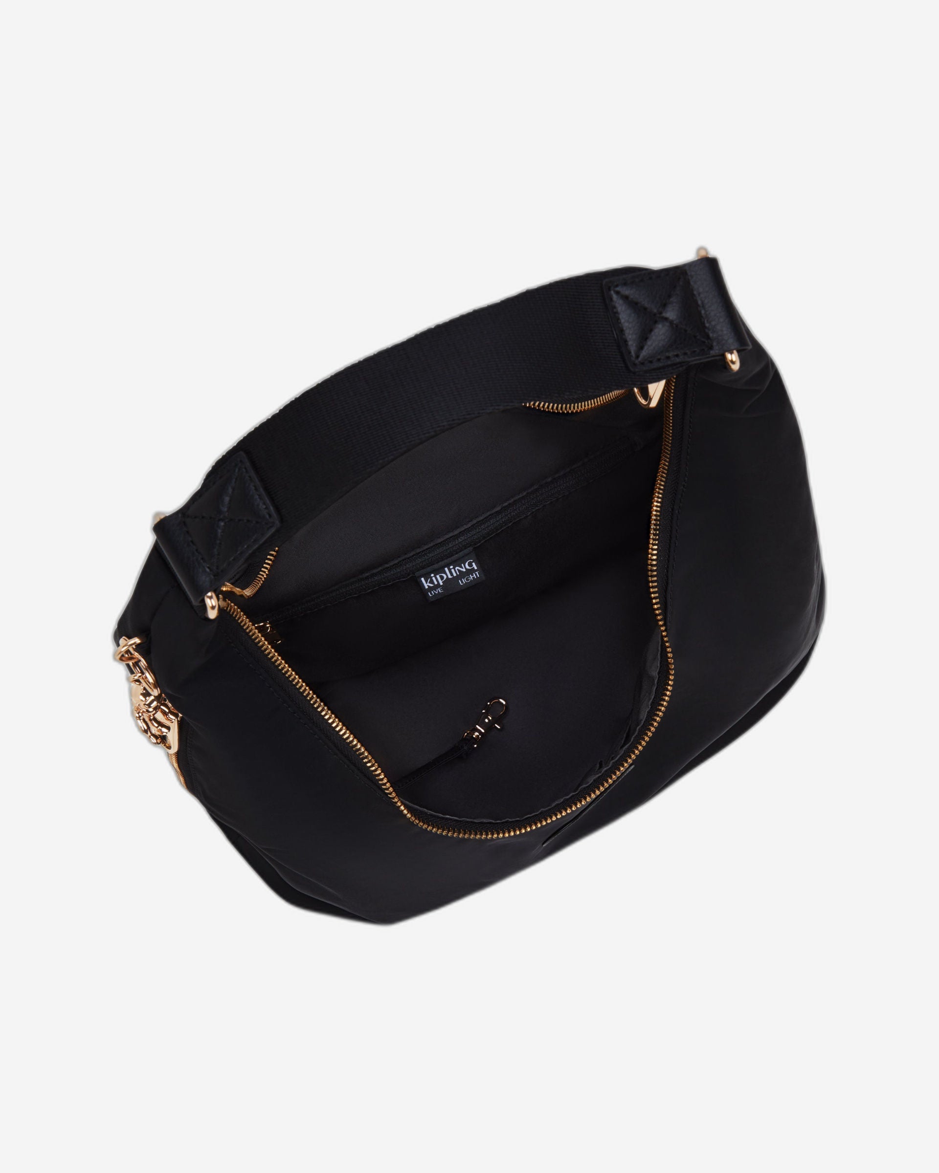 حقيبة كتف كيبلينج إيانا زيب متوسطة الحجم باللون الأسود والوردي والتوابل I6031-62Q