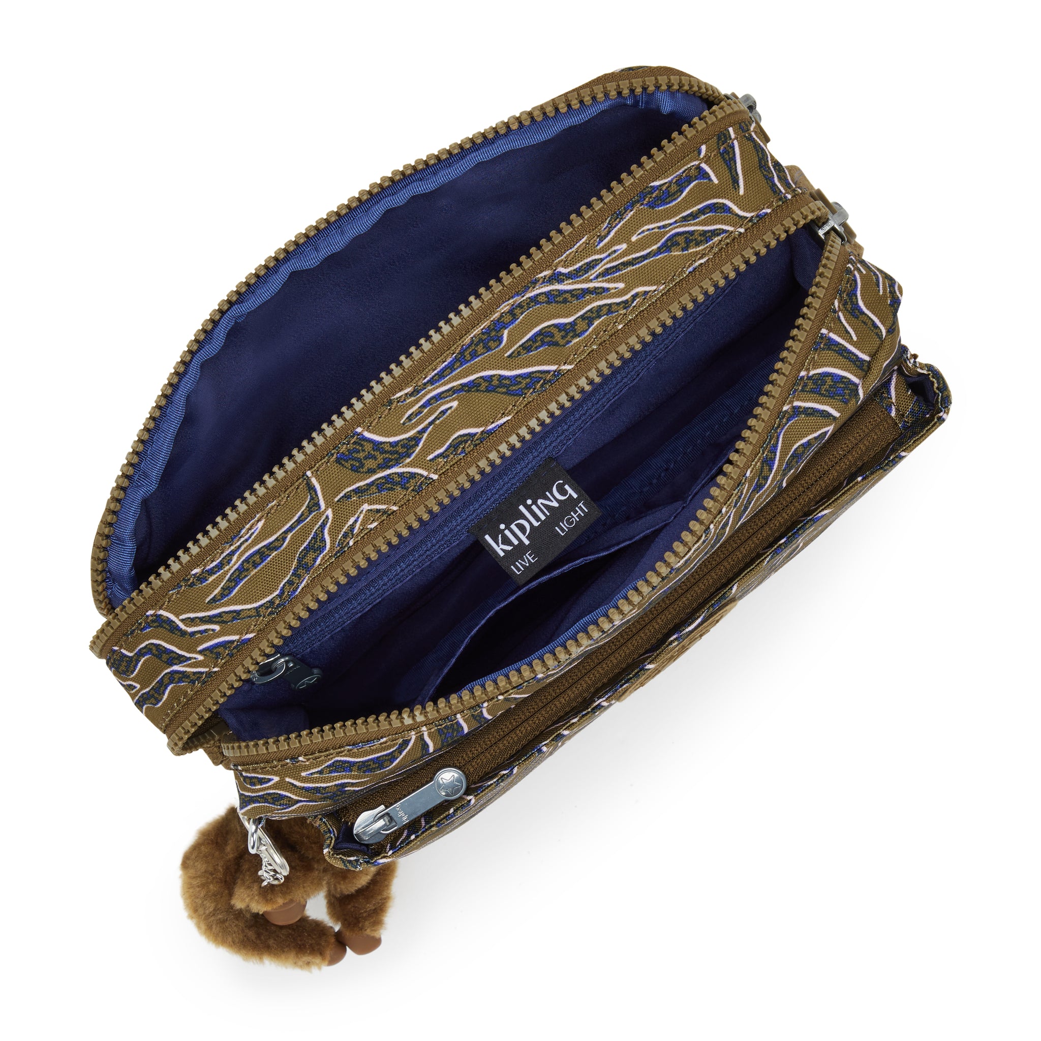 حقيبة كتف متوسطة الحجم من كيبلينج أبانو إم بنقشة أوراق البحر I6237-1PR